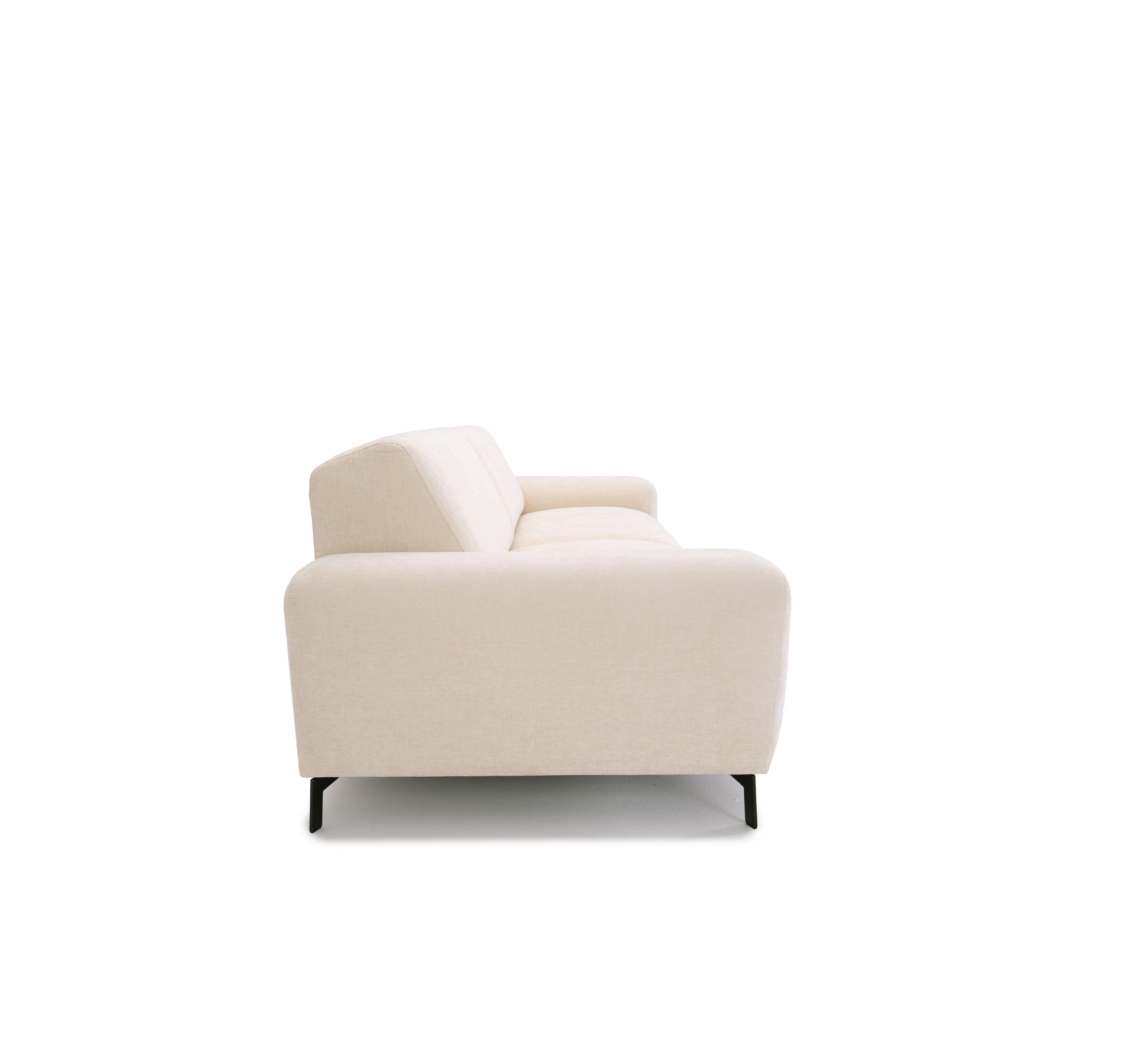 Canapé droit Frochot en tissu chenille beige Paname Avenue, vue de profil sur fond blanc