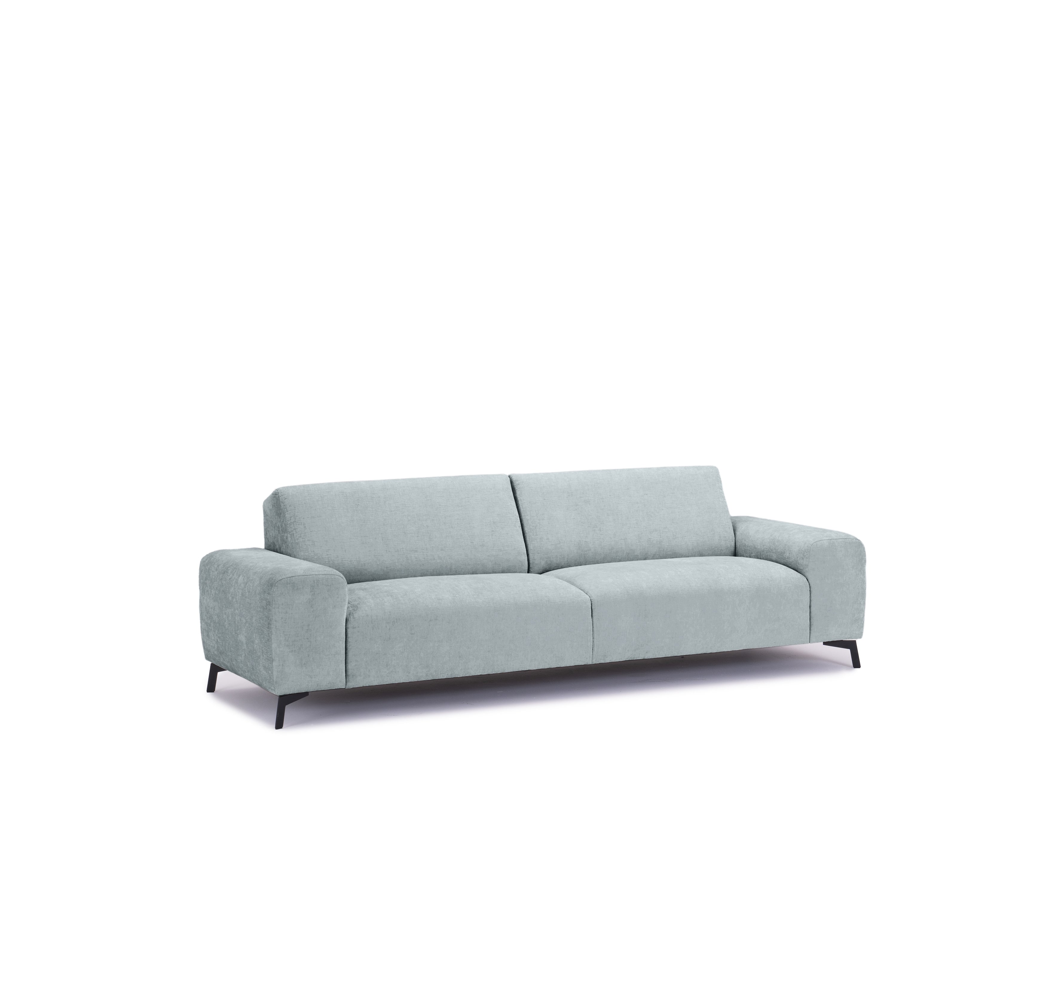 Canapé droit Frochot en tissu chenille gris Paname Avenue, vue trois-quarts sur fond blanc