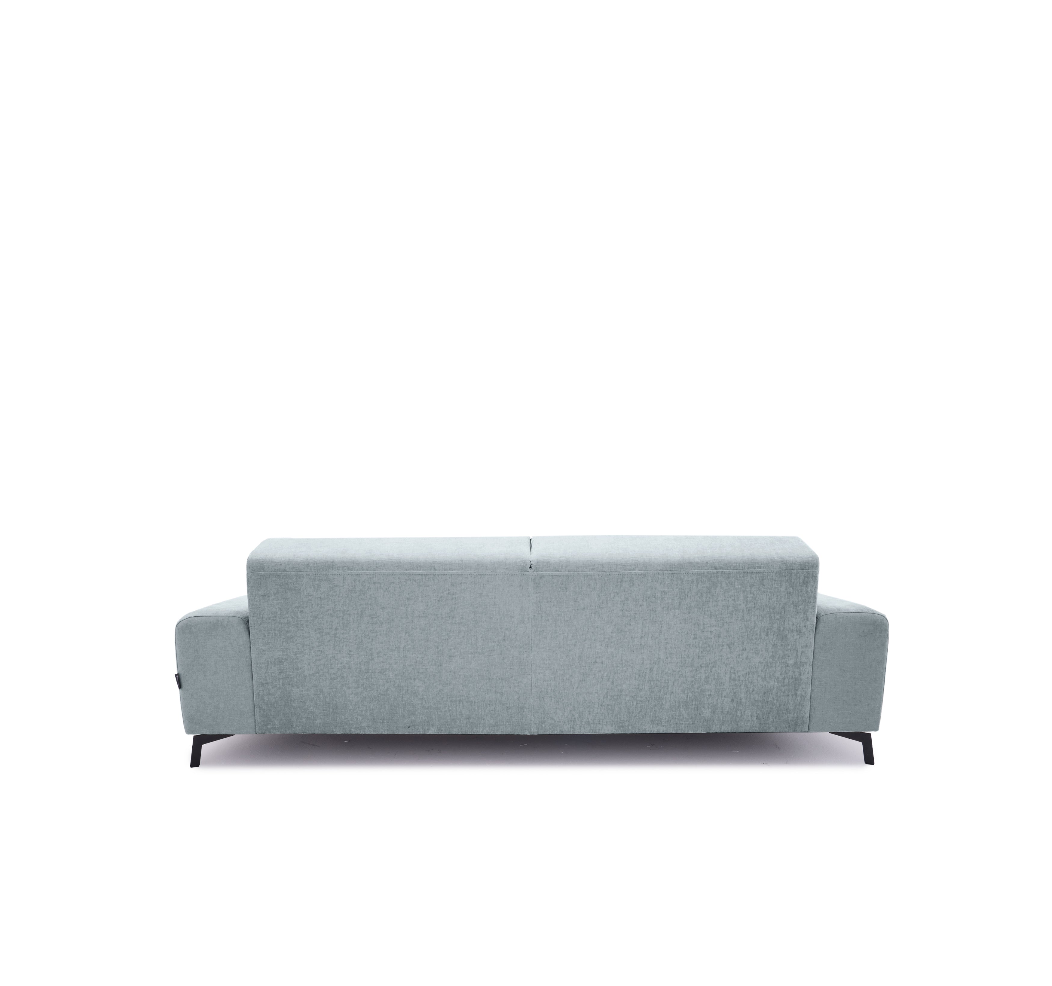 Canapé droit Frochot en tissu chenille gris Paname Avenue, vue arrière sur fond blanc