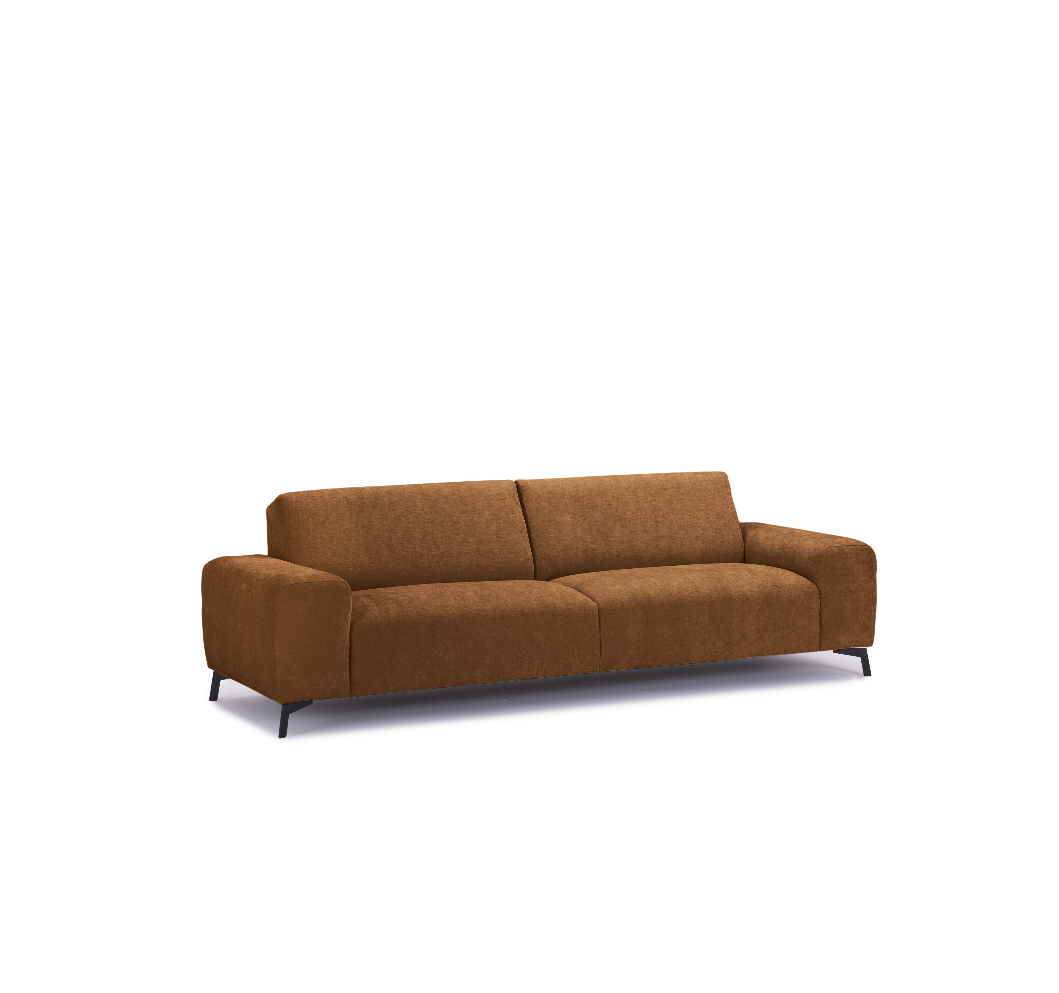 Canapé droit Frochot en tissu chenille orange Paname Avenue, vue trois-quarts sur fond blanc