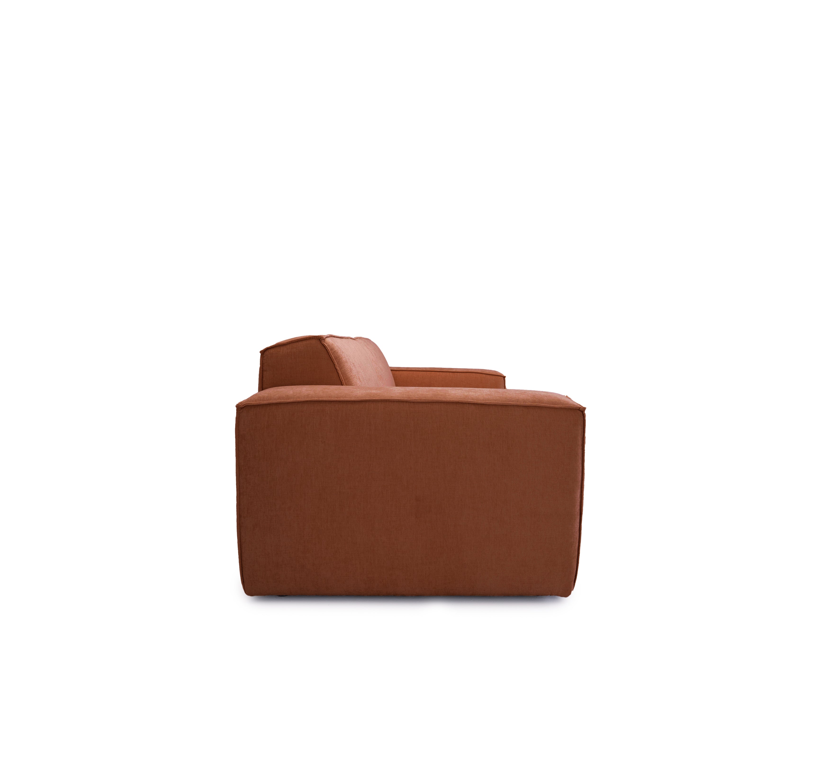 Canapé droit Gabrielle en tissu chenille terracotta Paname Avenue, vue de profil sur fond blanc