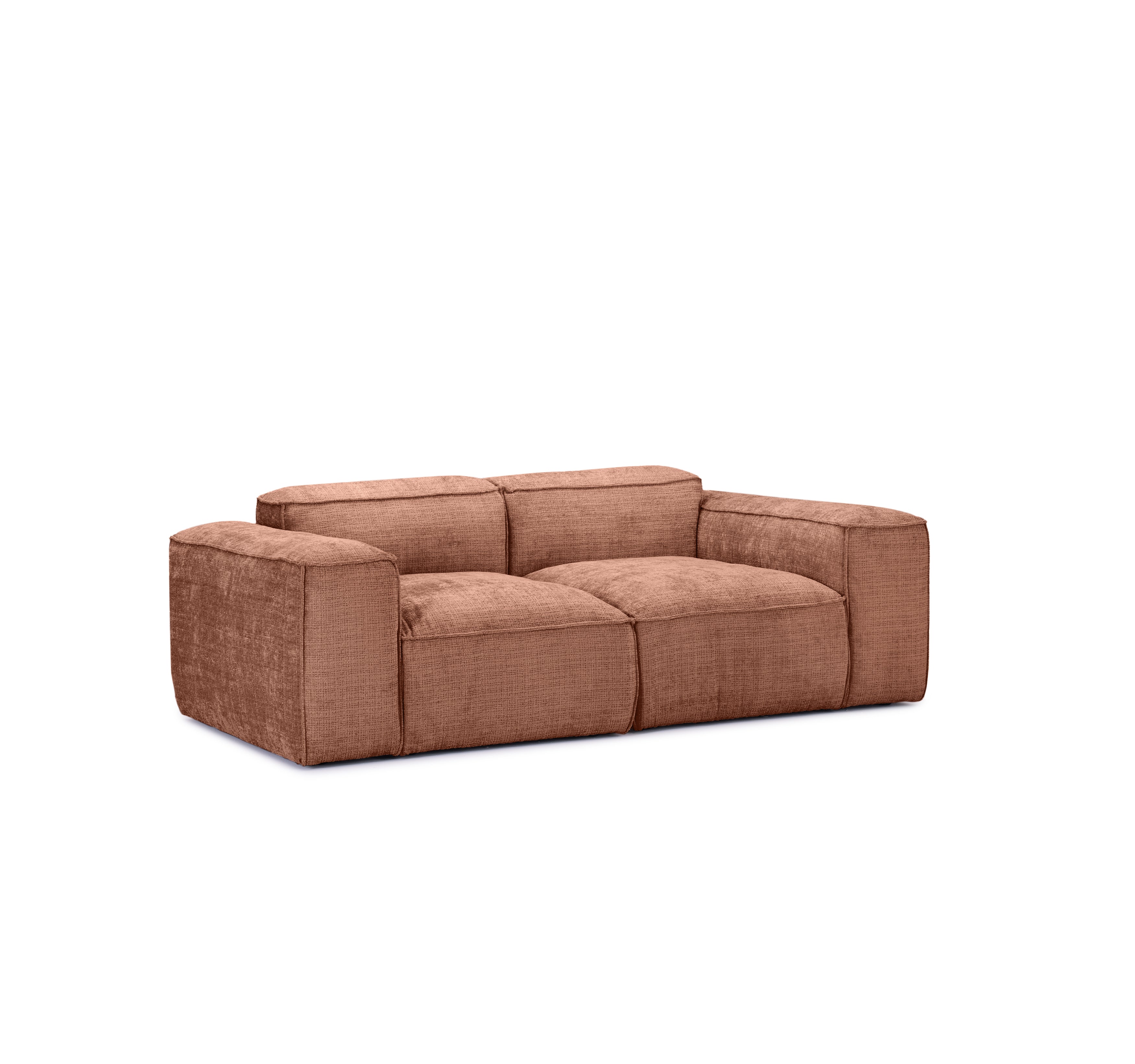 Canapé droit Lacepede en tissu chenille terracotta Paname Avenue, vue trois-quarts sur fond blanc
