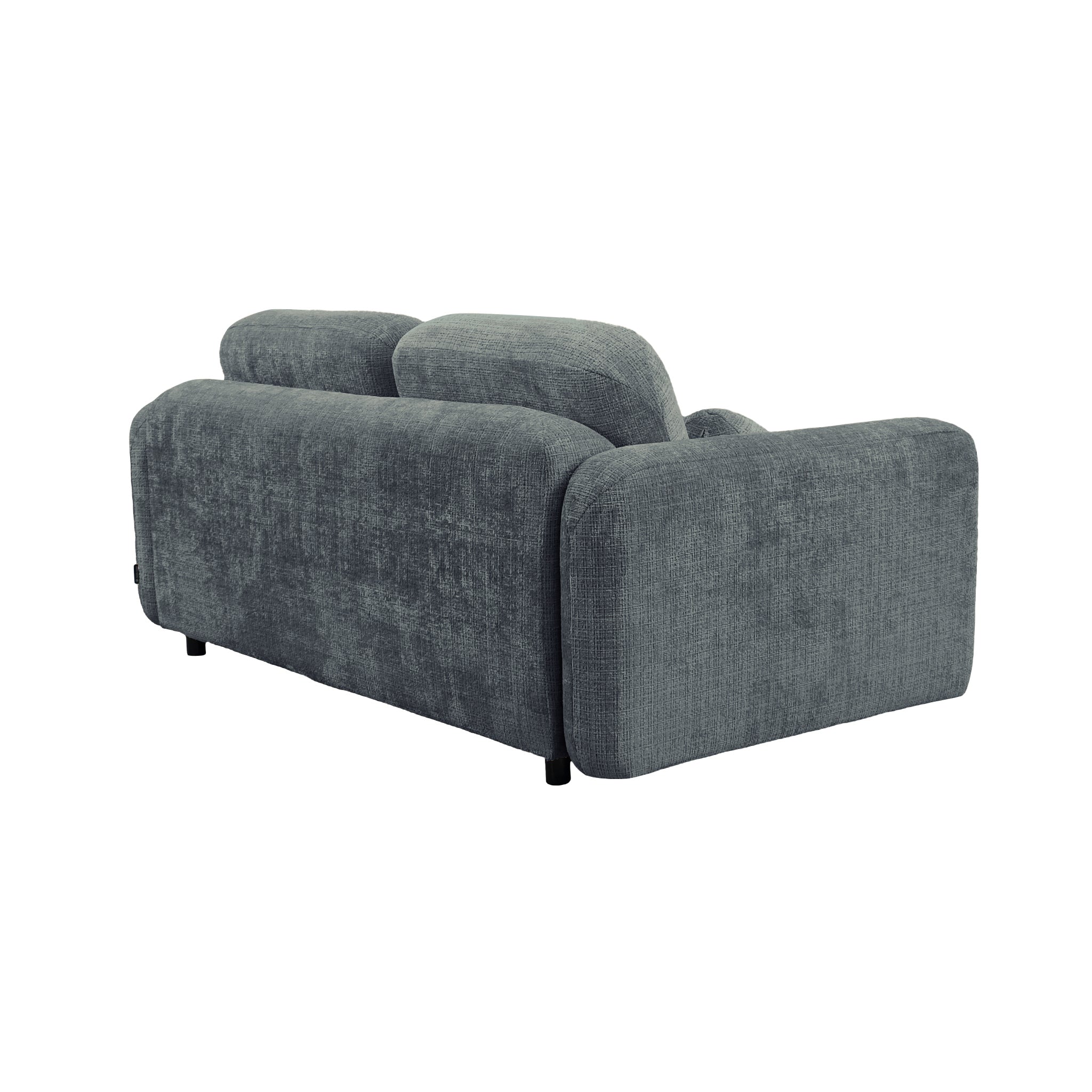 Canapé droit Martel en tissu chenille anthracite Paname Avenue, vue trois-quarts de dos sur fond blanc