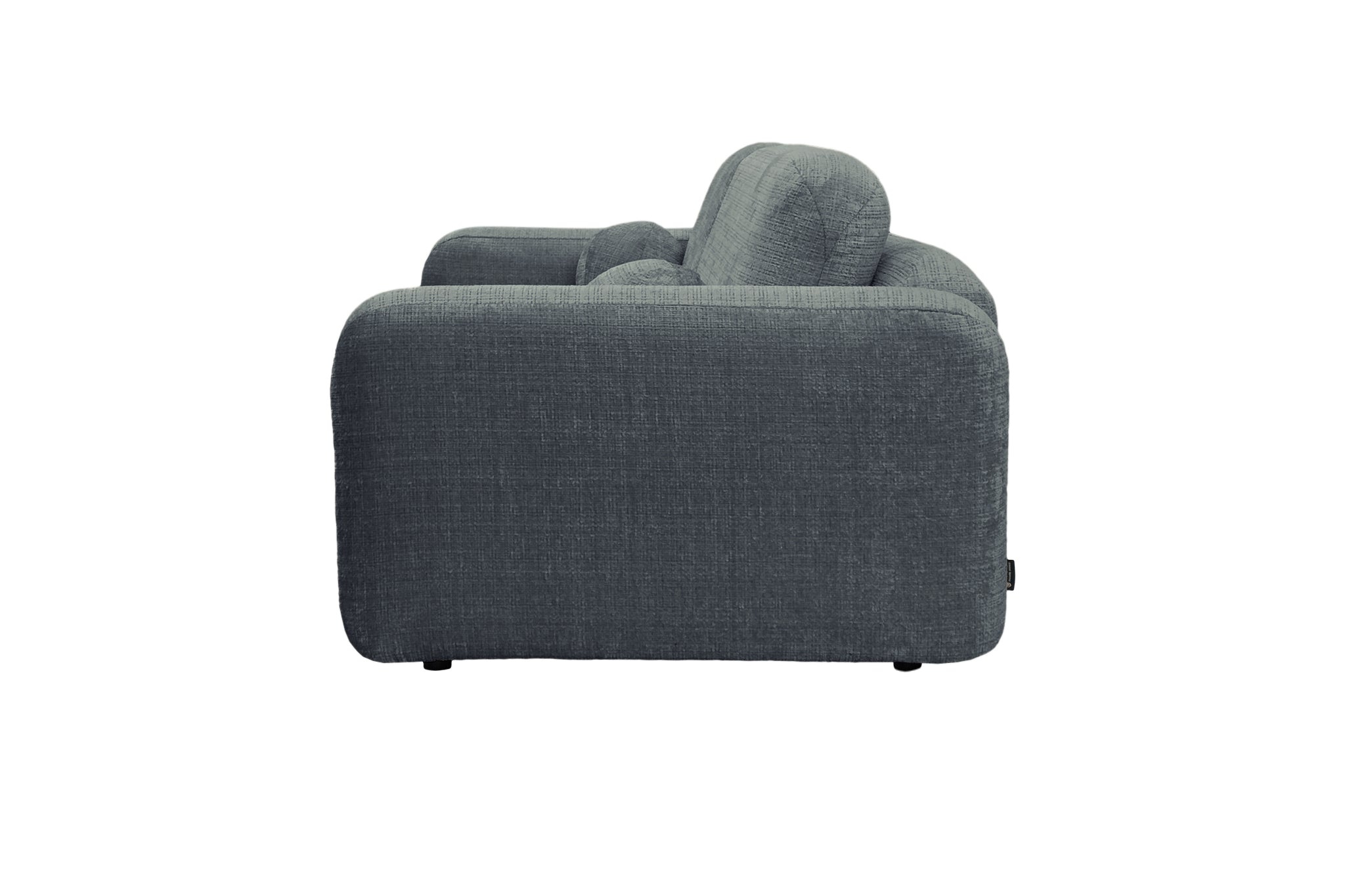 Canapé droit Martel en tissu chenille anthracite Paname Avenue, vue de profil sur fond blanc
