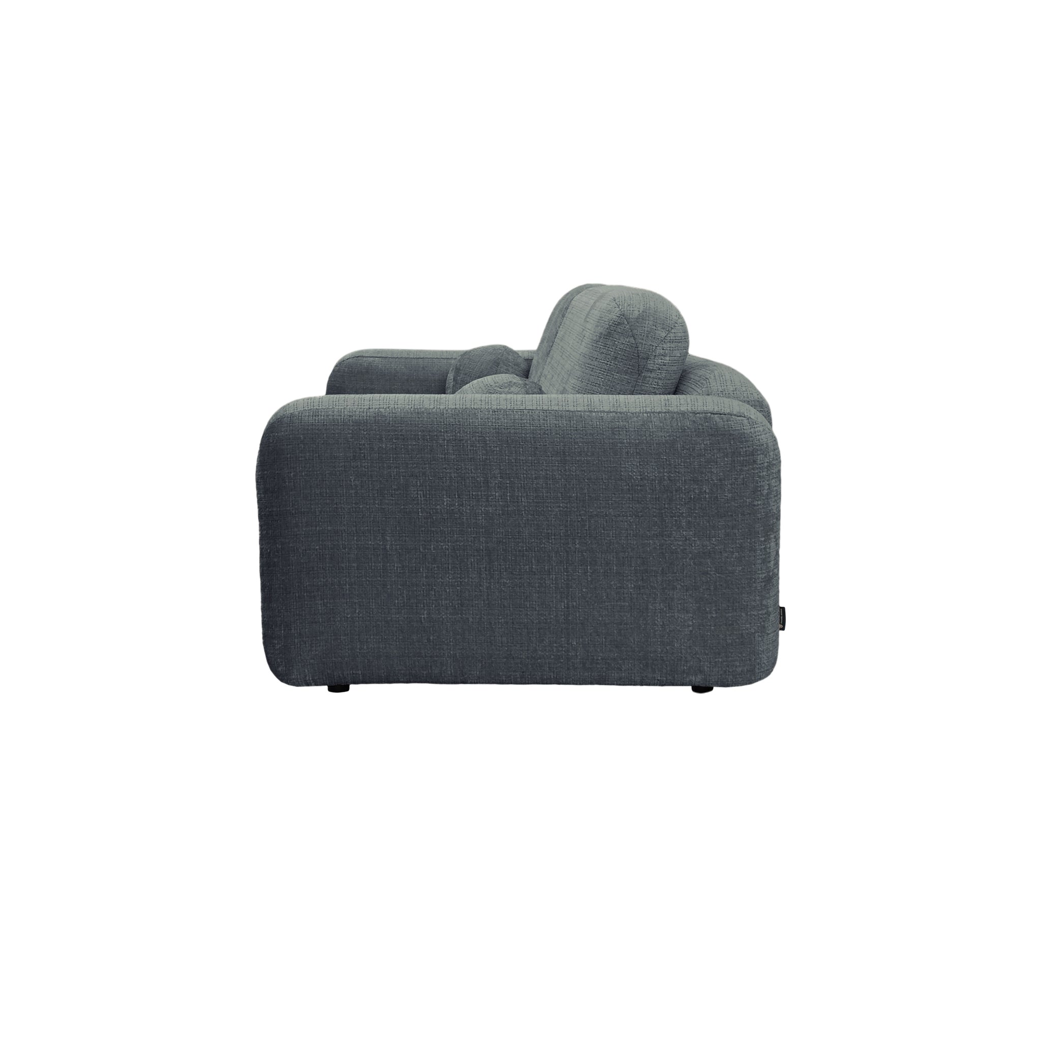 Canapé droit Martel en tissu chenille anthracite Paname Avenue, vue de profil sur fond blanc