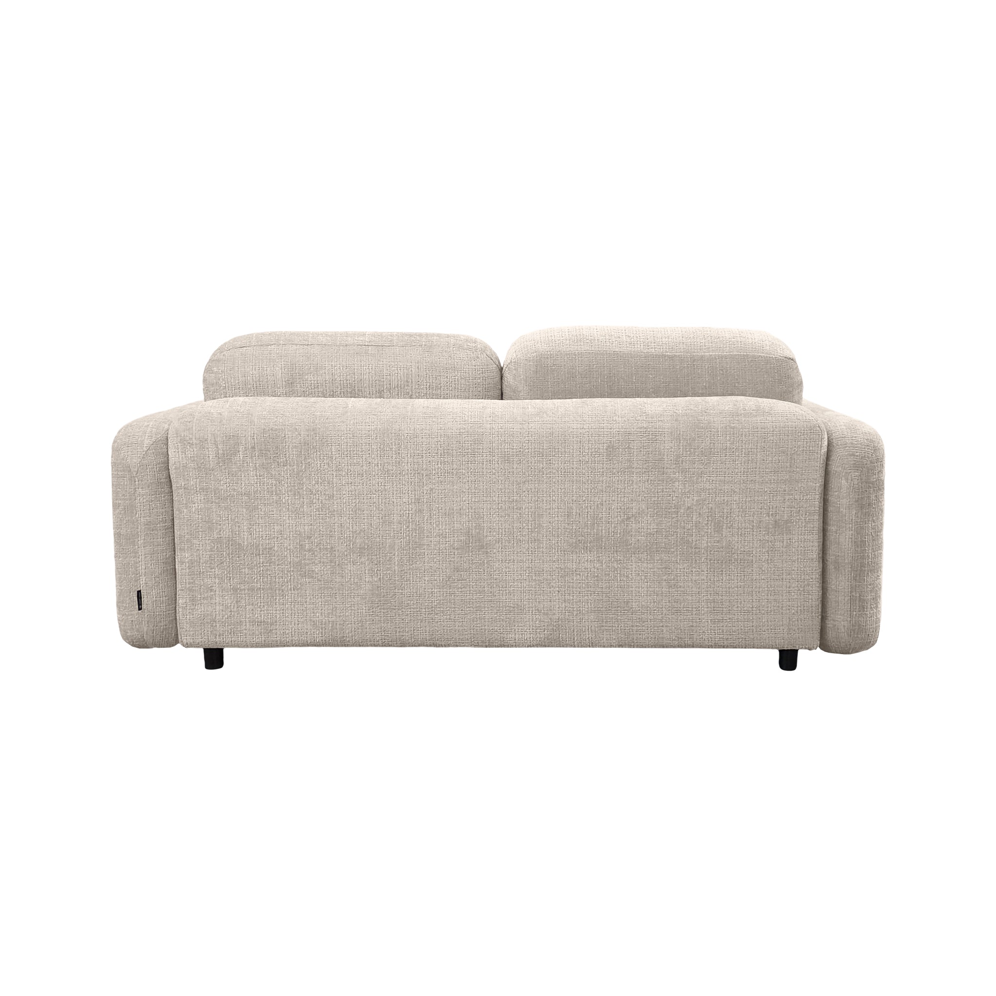 Canapé droit Martel en tissu chenille beige Paname Avenue, vue arrière sur fond blanc
