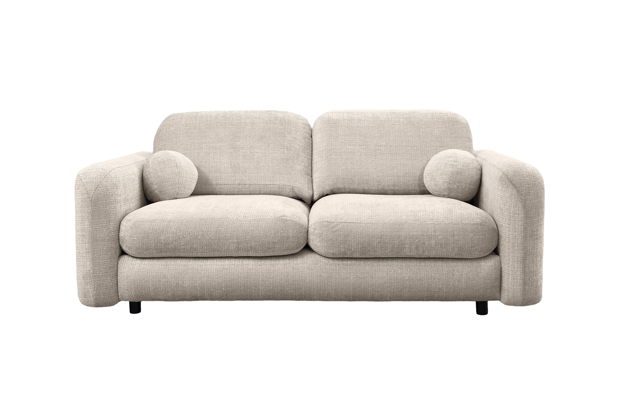 Canapé droit Martel en tissu chenille beige Paname Avenue, vue de face sur fond blanc