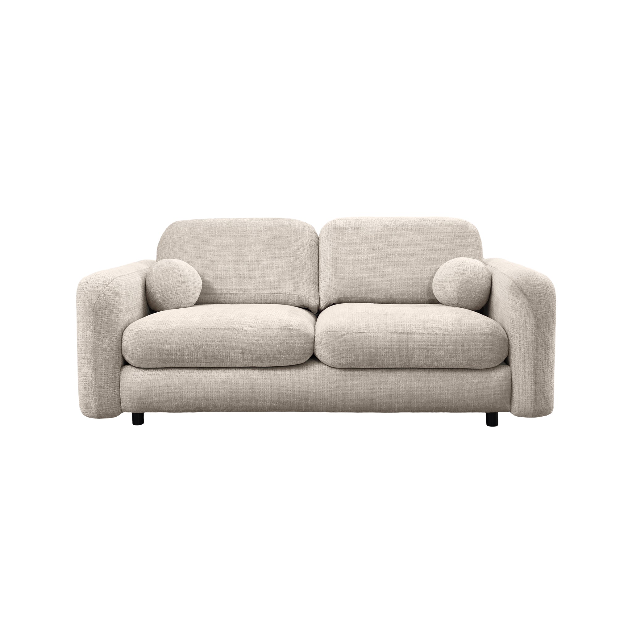Canapé droit Martel en tissu chenille beige Paname Avenue, vue de face sur fond blanc