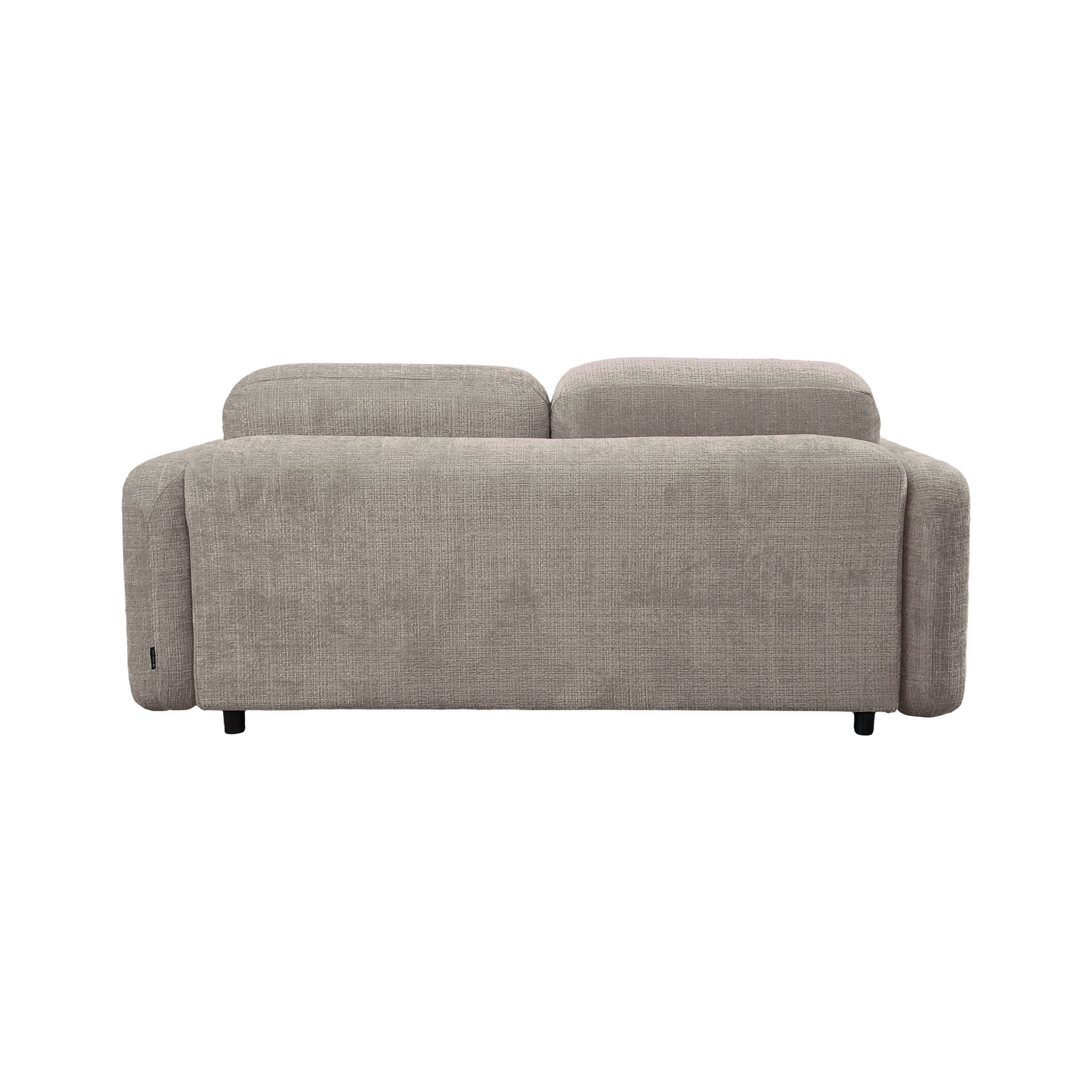 Canapé droit Martel en tissu chenille taupe Paname Avenue, vue arrière sur fond blanc