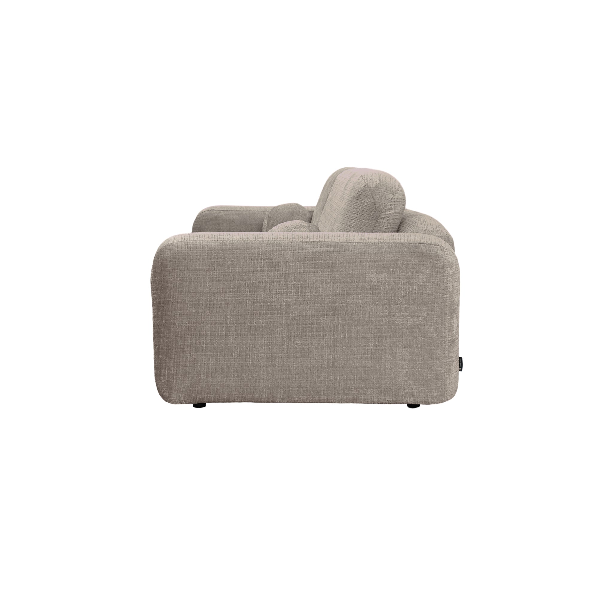 Canapé droit Martel en tissu chenille taupe Paname Avenue, vue de profil sur fond blanc