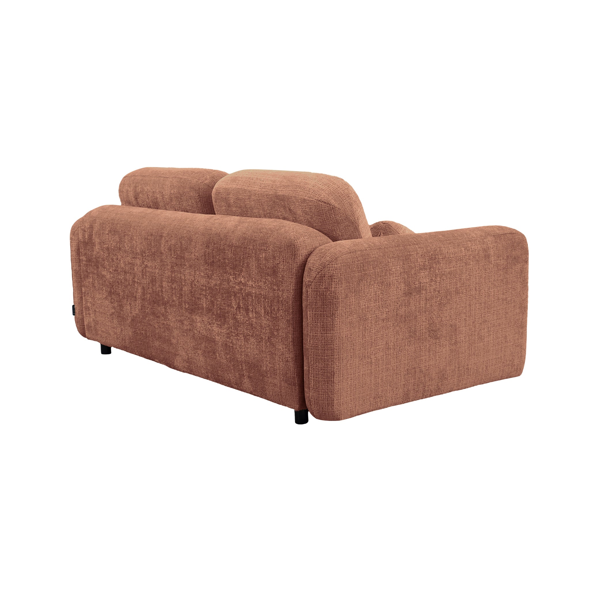 Canapé droit Martel en tissu chenille terracotta Paname Avenue, vue trois-quarts de dos sur fond blanc