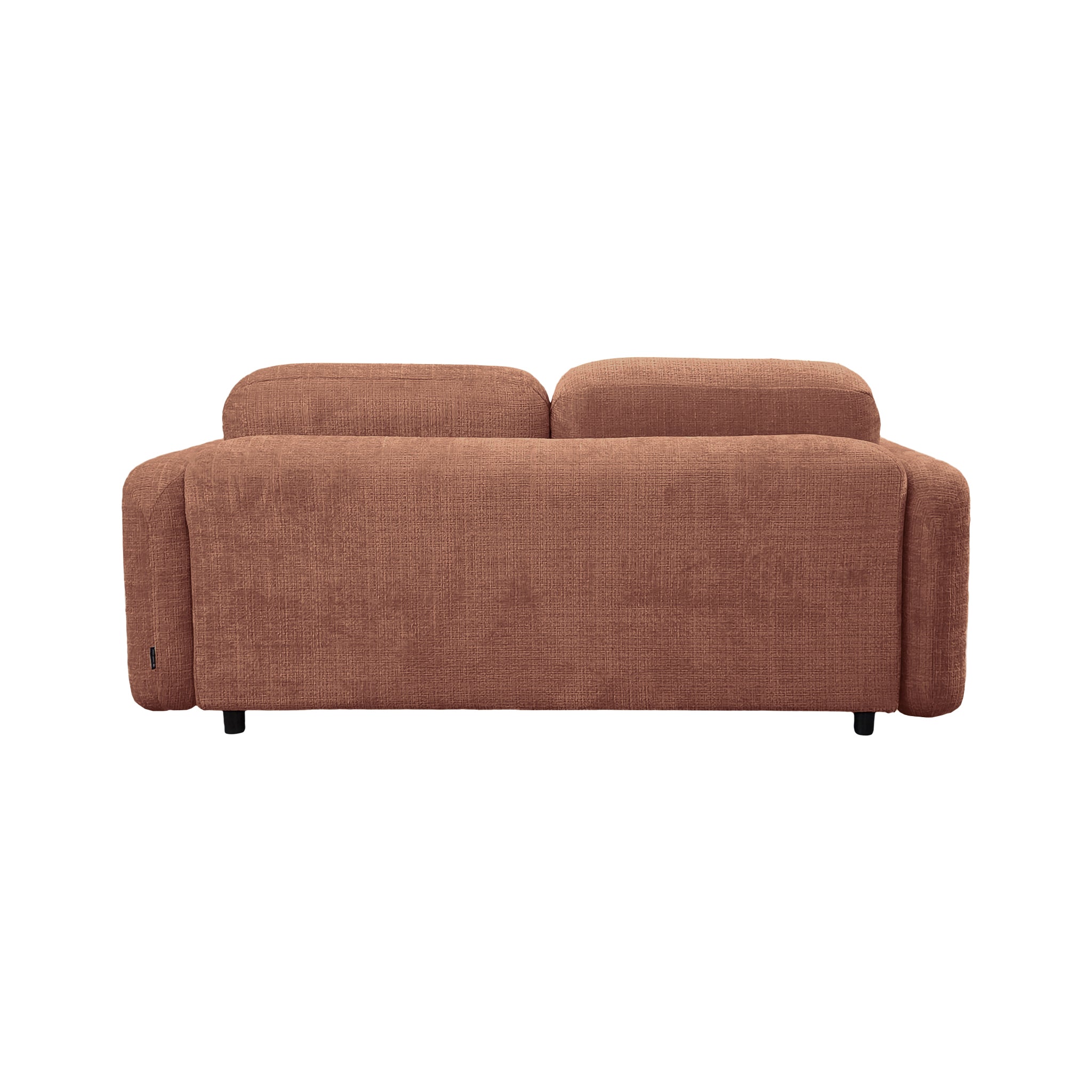 Canapé droit Martel en tissu chenille terracotta  Paname Avenue, vue arrière sur fond blanc