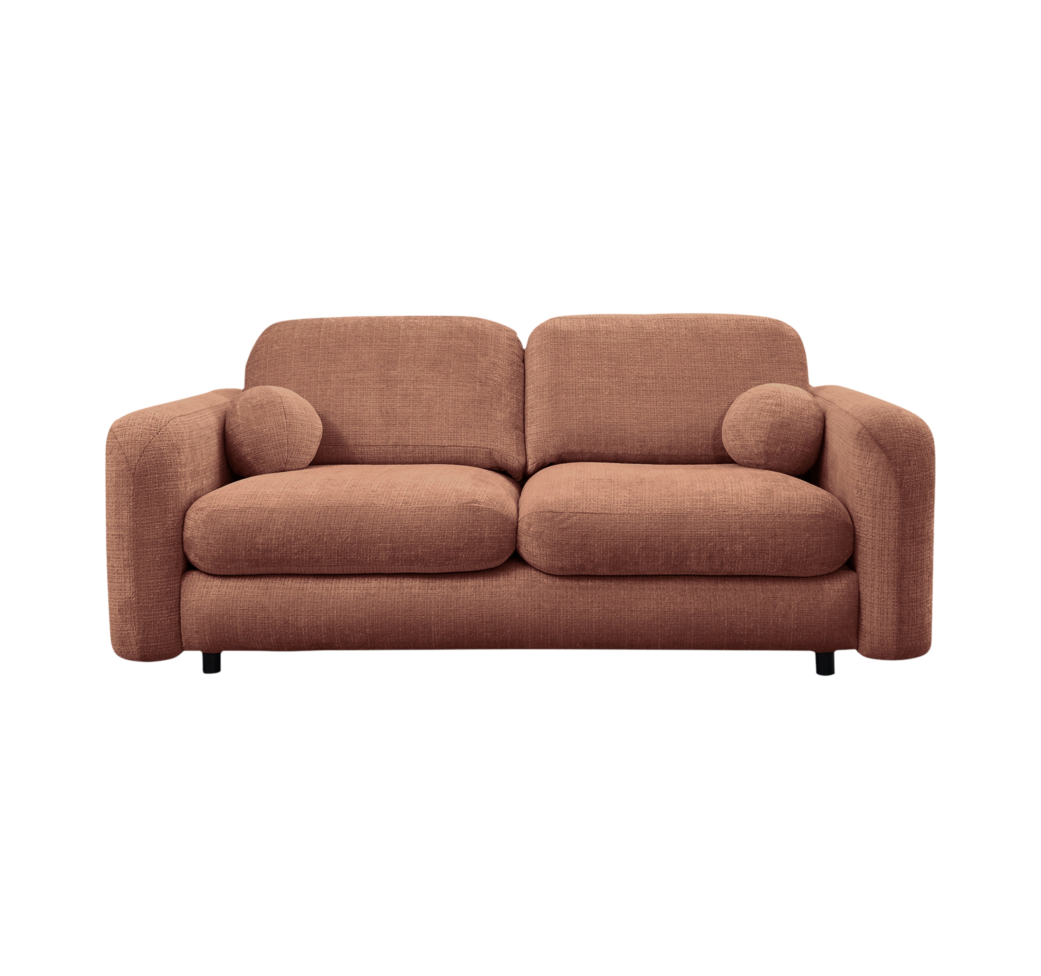 Canapé droit Martel en tissu chenille terracotta Paname Avenue, vue de face sur fond blanc