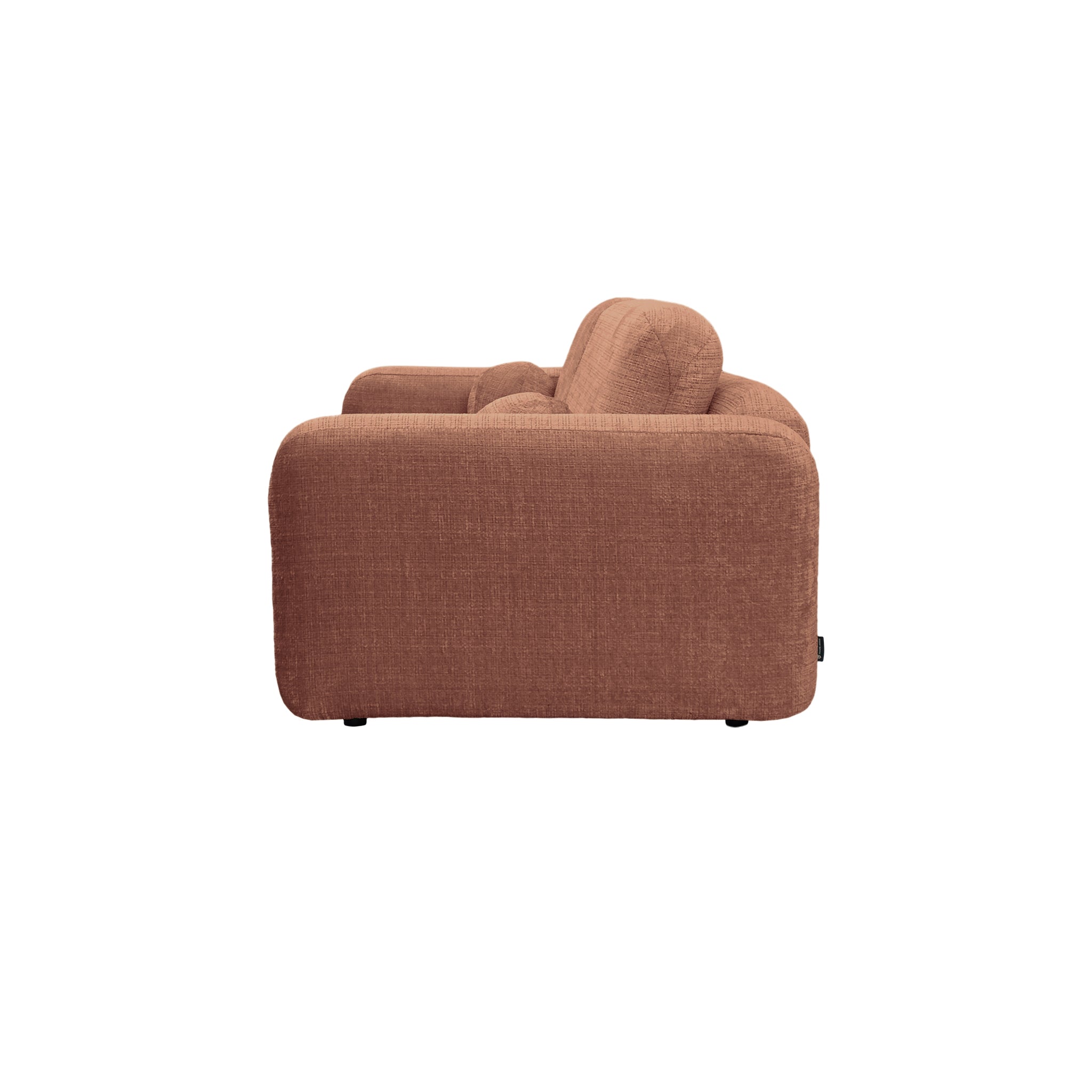 Canapé droit Martel en tissu chenille terracotta  Paname Avenue, vue de profil sur fond blanc