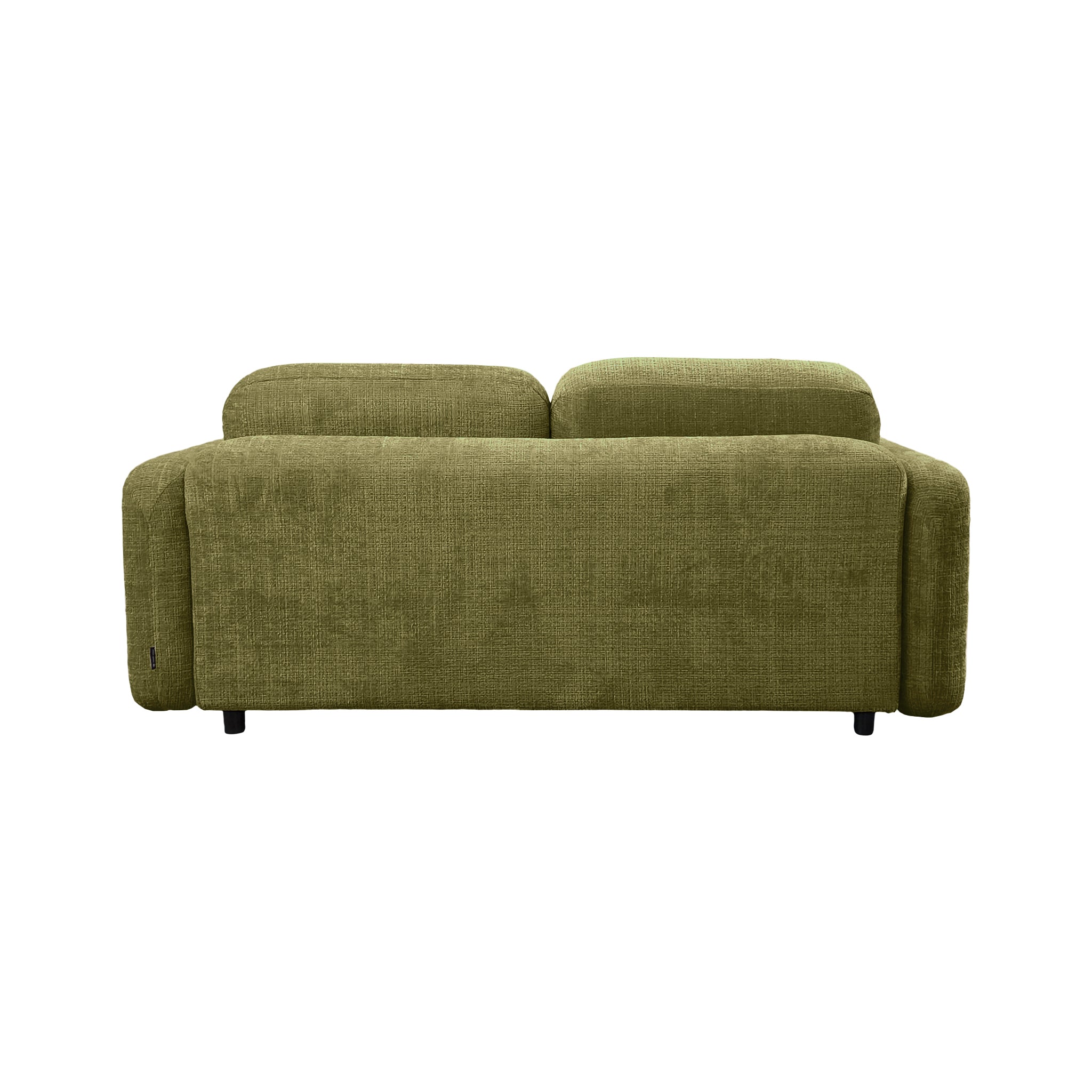 Canapé droit Martel en tissu chenille vert olive Paname Avenue, vue arrière sur fond blanc