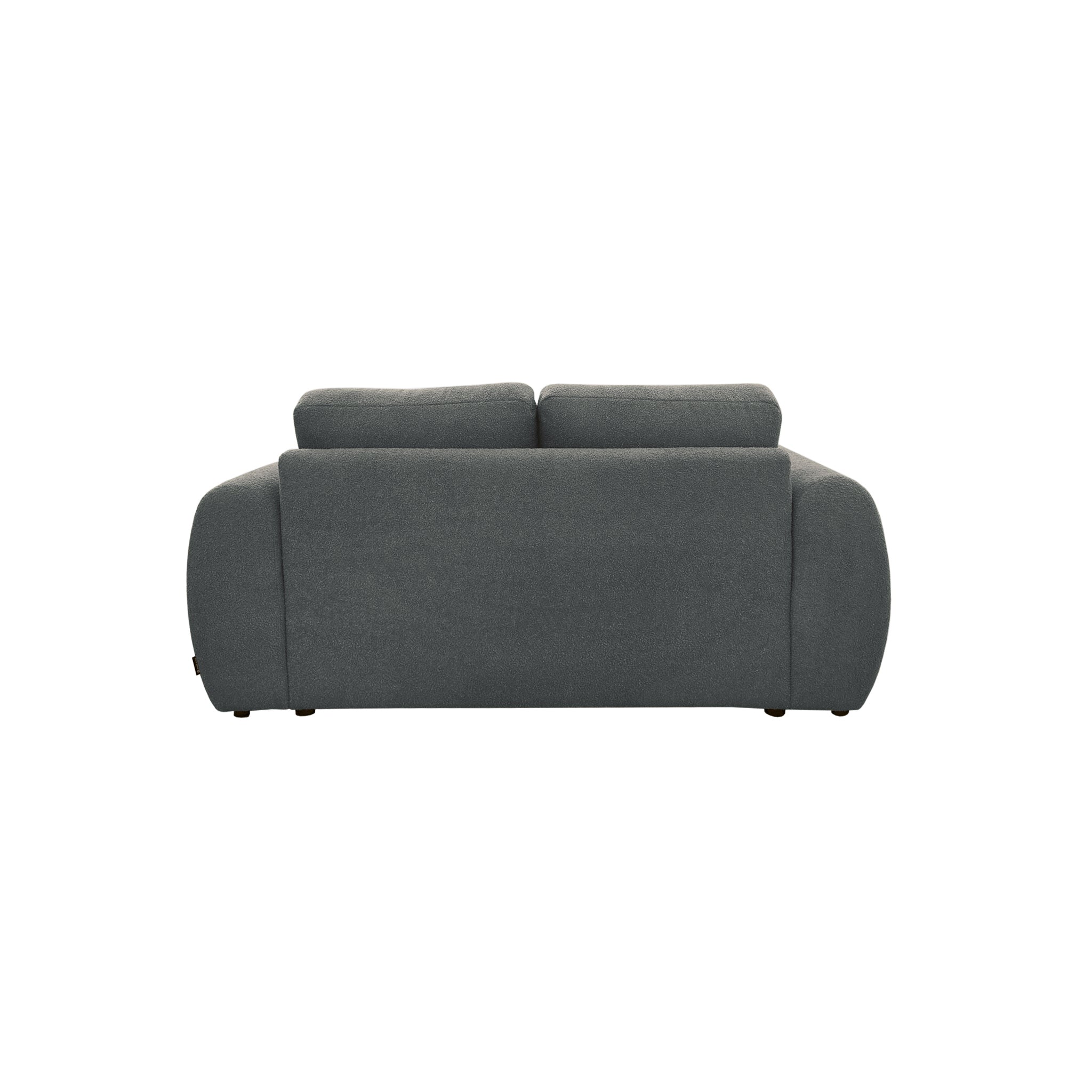 Canapé droit Oberkampf en tissu bouclette anthracite Paname Avenue, vue arrière sur fond blanc
