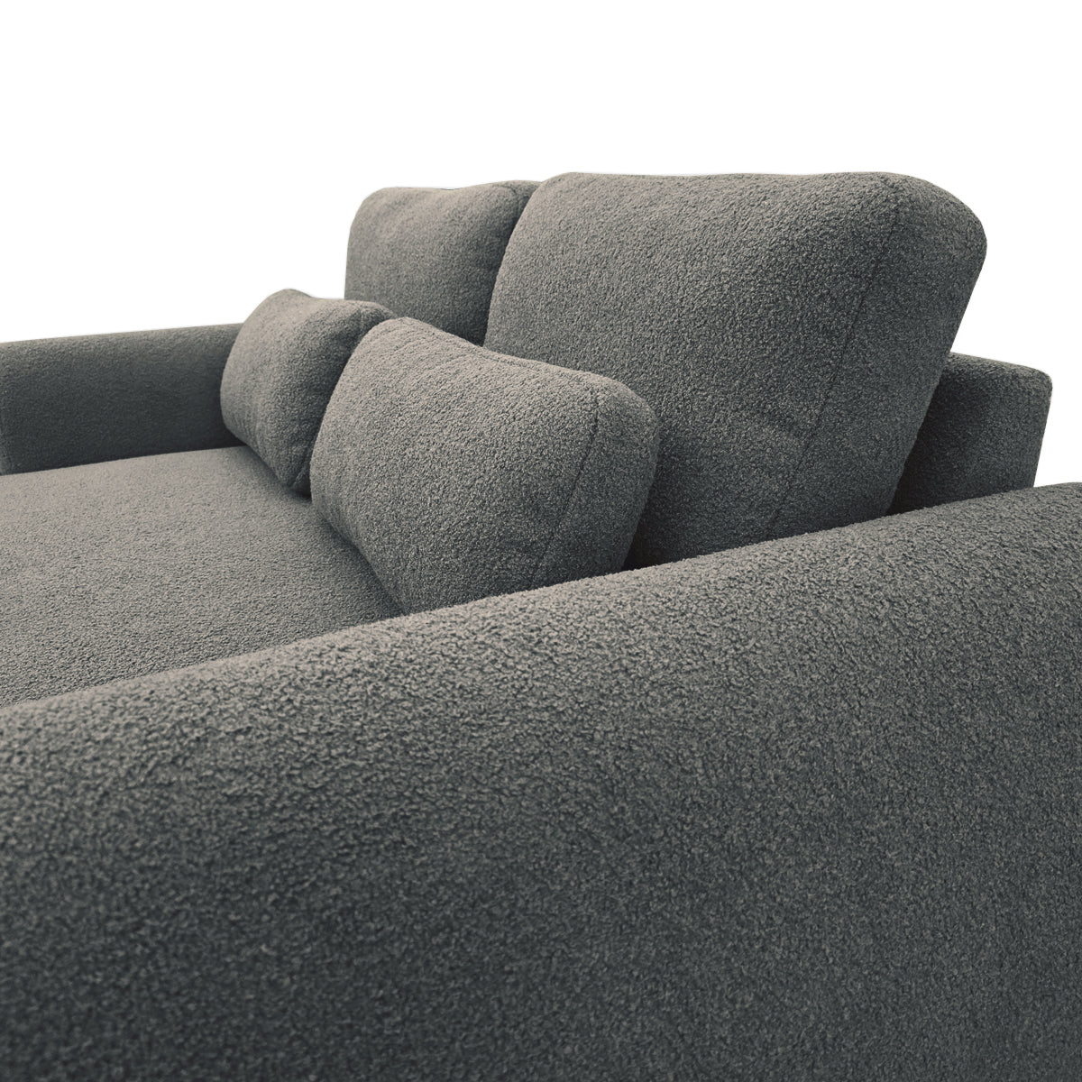 Canapé droit Oberkampf en tissu bouclette anthracite Paname Avenue, zoom sur le revêtement