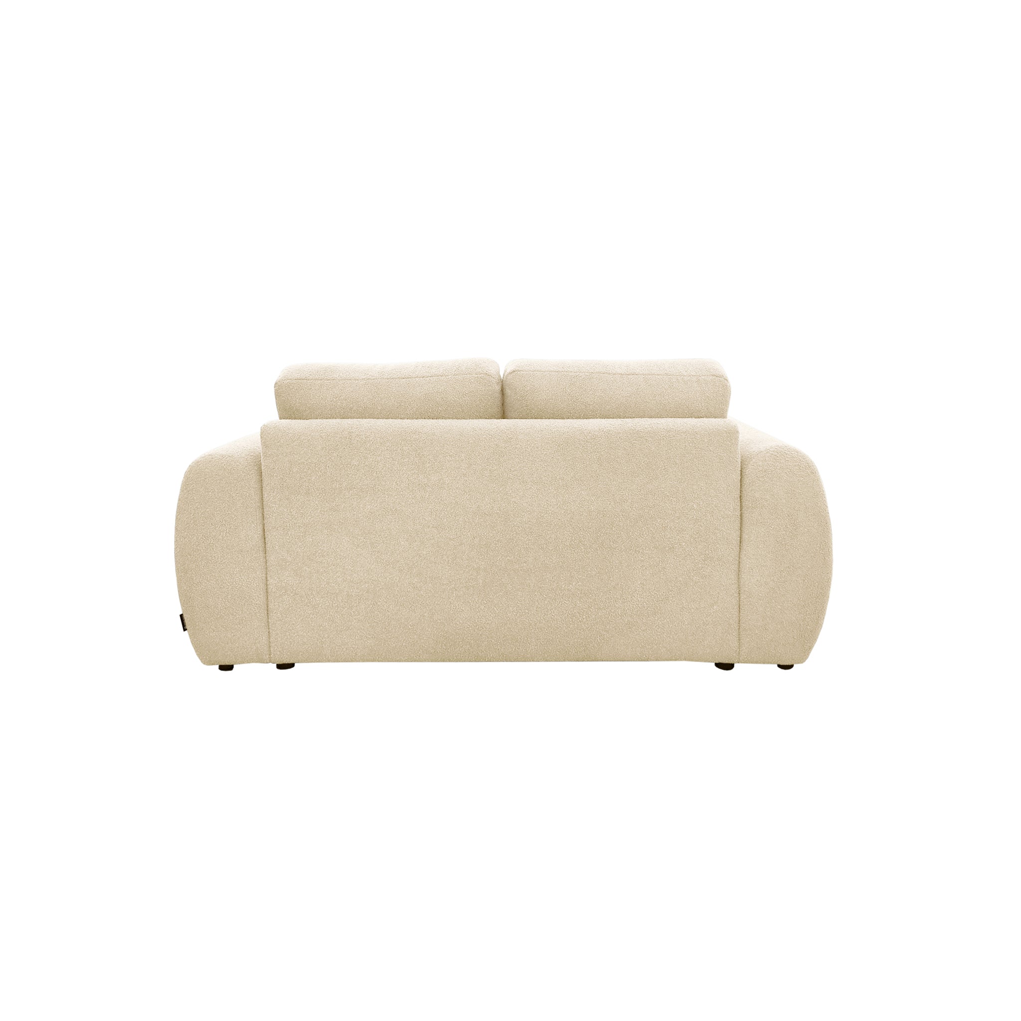 Canapé droit Oberkampf en tissu bouclette beige Paname Avenue, vue arrière sur fond blanc
