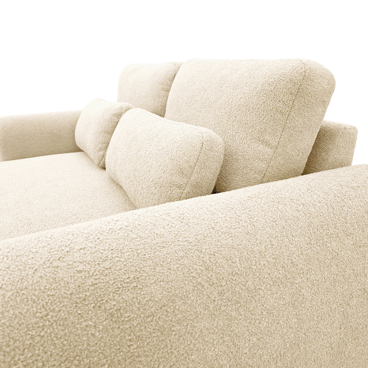 Canapé droit Oberkampf en tissu bouclette beige Paname Avenue, zoom sur le revêtement