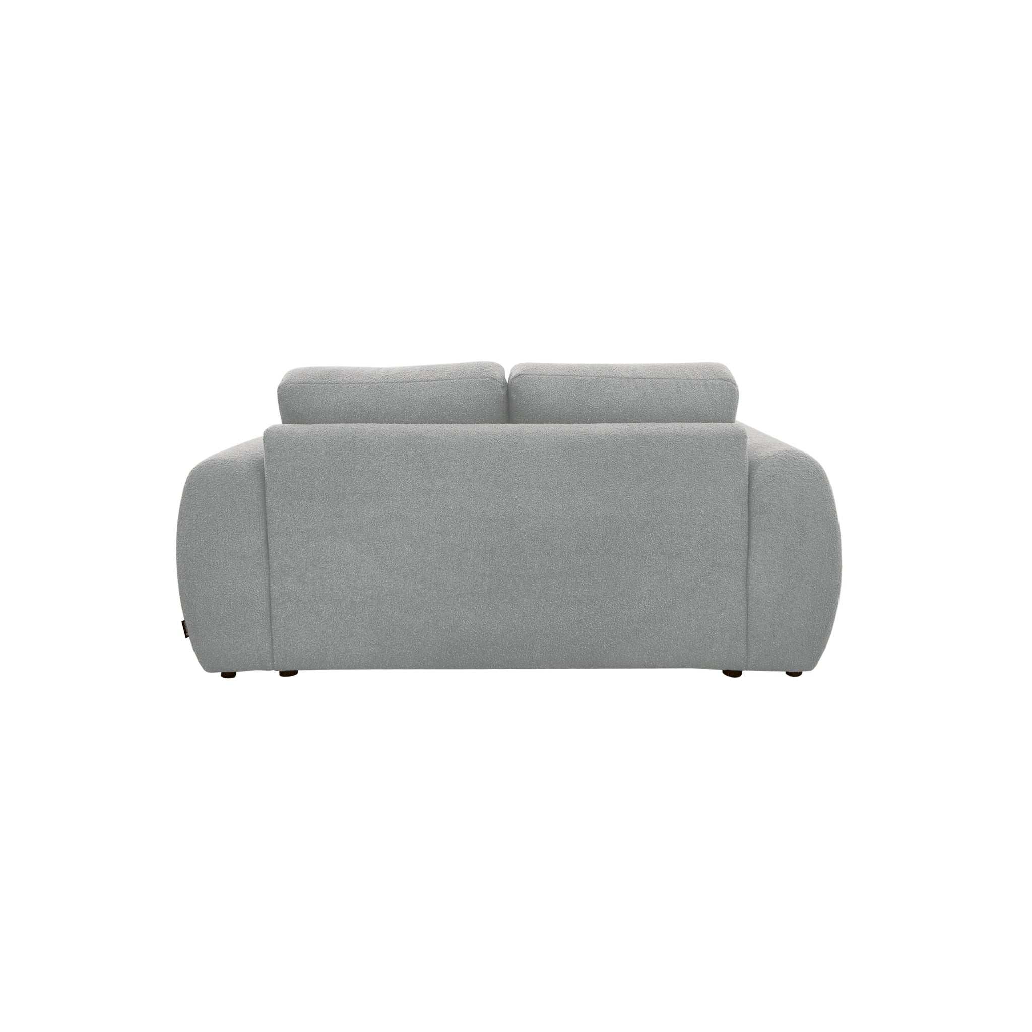 Canapé droit Oberkampf en tissu bouclette gris clair Paname Avenue, vue arrière sur fond blanc