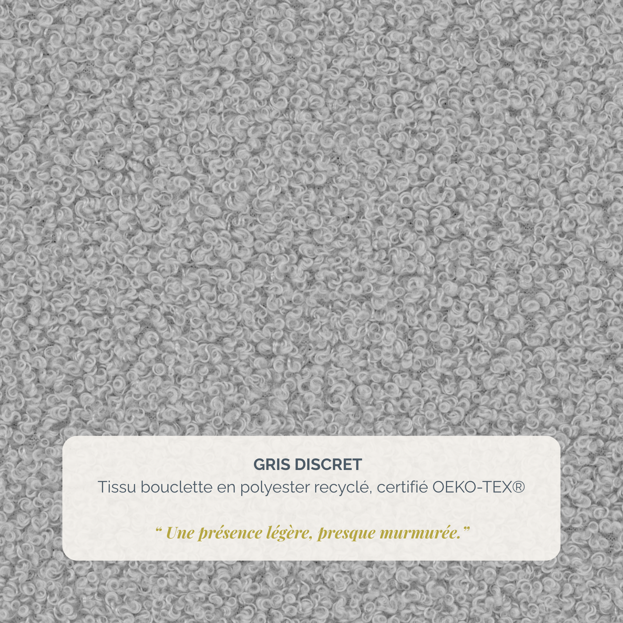 Canapé droit Oberkampf en tissu bouclette gris clair Paname Avenue, détail de la texture du revêtement