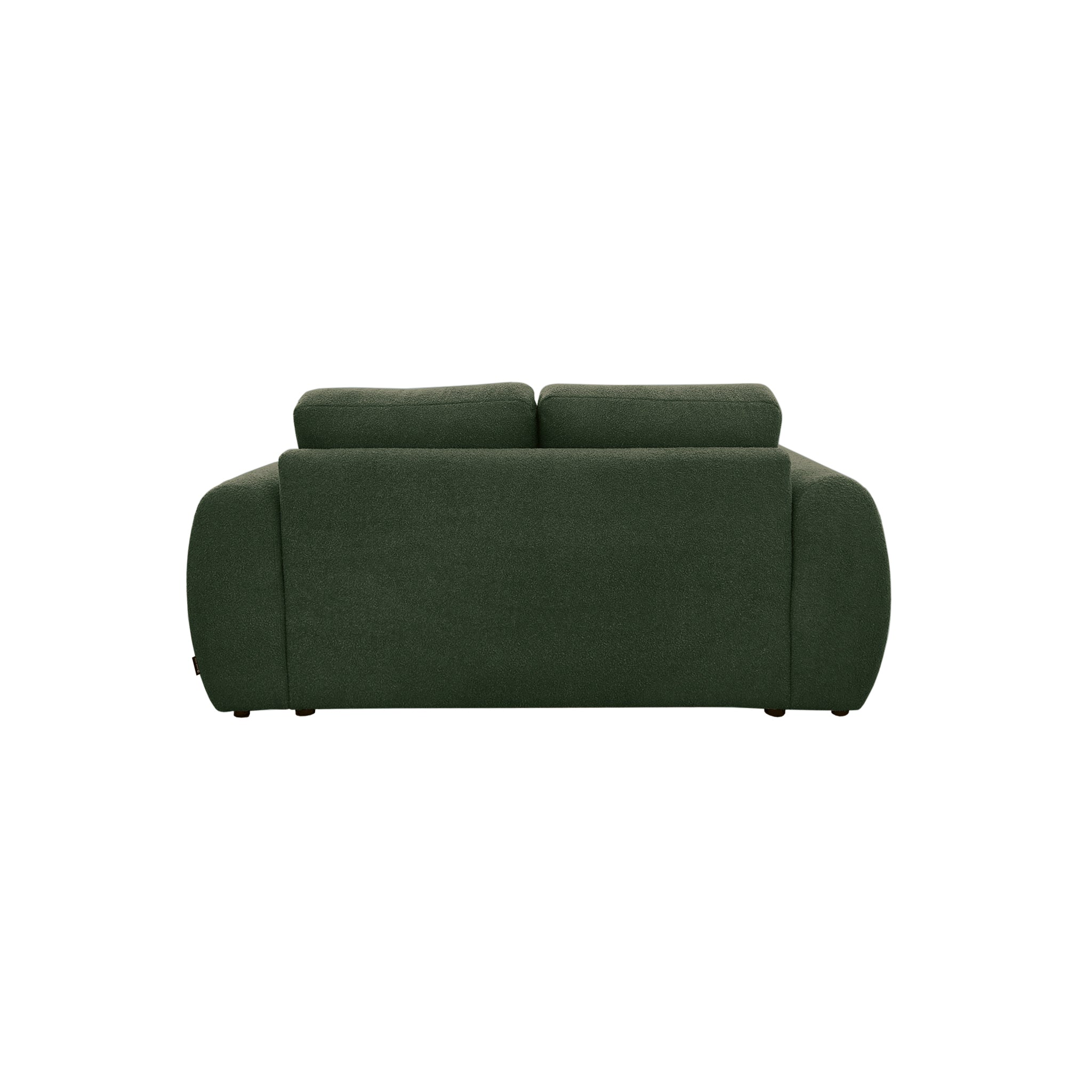 Canapé droit Oberkampf en tissu bouclette vert Paname Avenue, vue arrière sur fond blanc