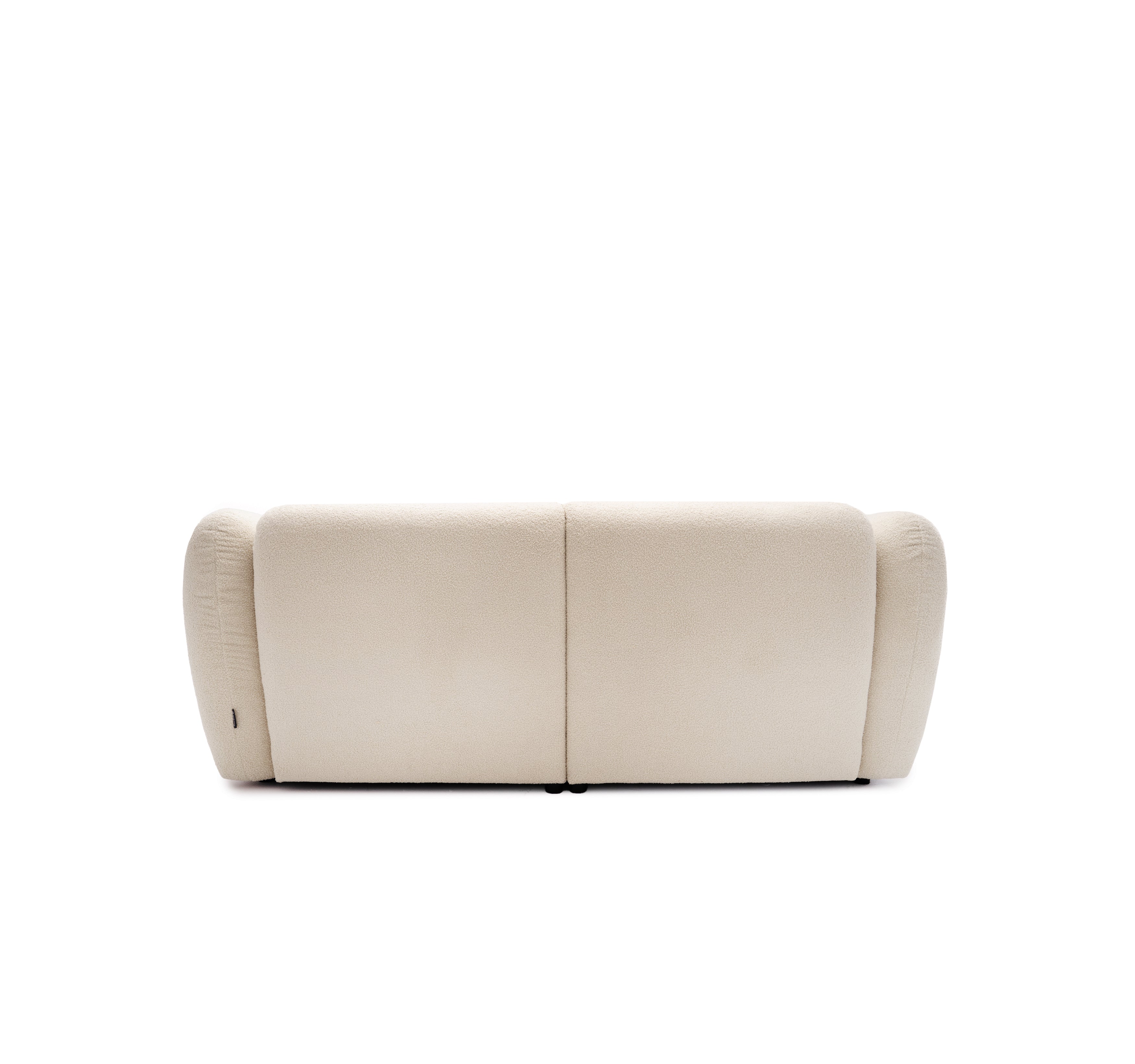 Canapé droit Pigalle en tissu bouclette beige Paname Avenue, vue arrière sur fond blanc