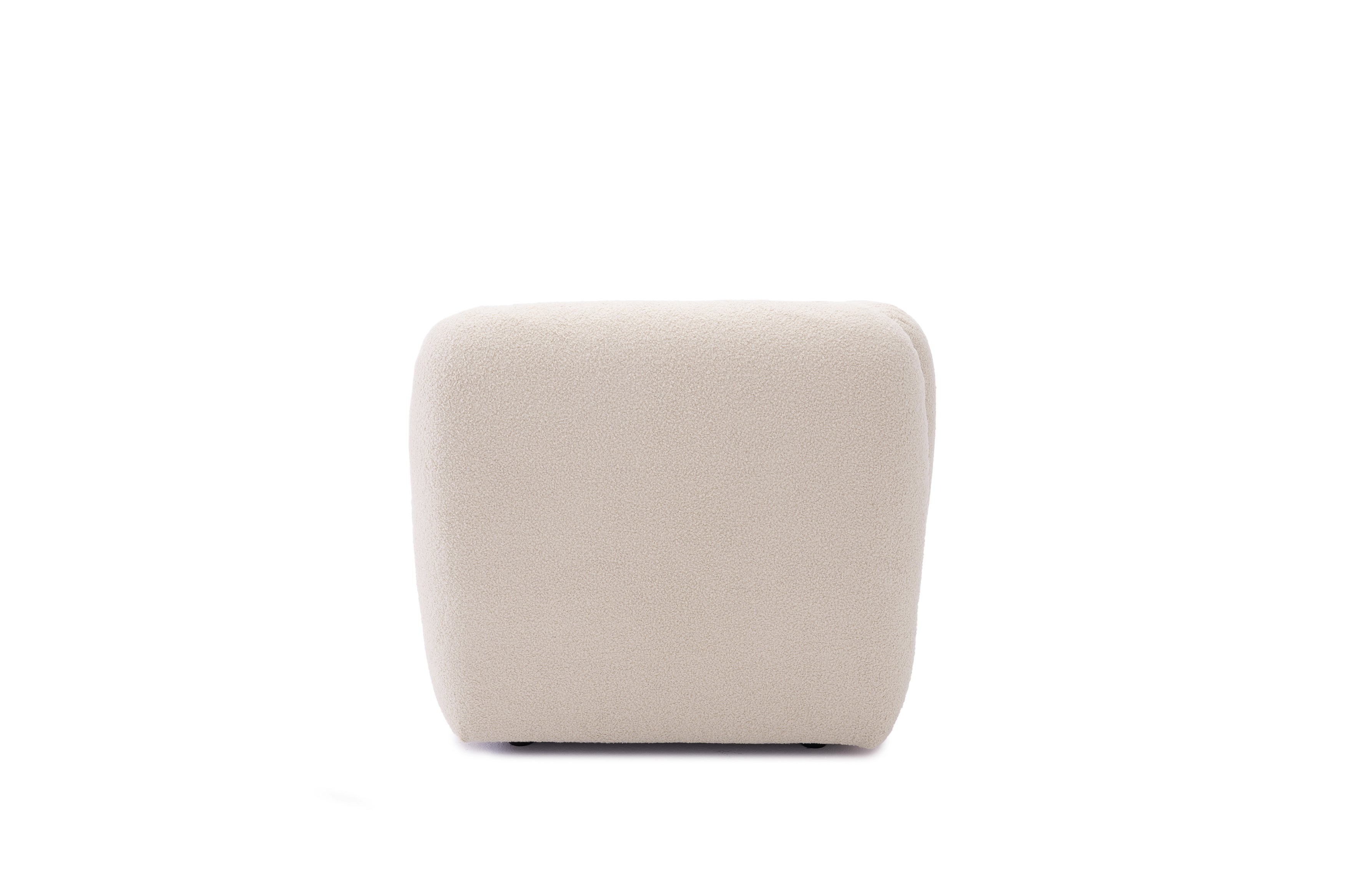 Canapé droit Pigalle en tissu bouclette beige Paname Avenue, vue de profil sur fond blanc