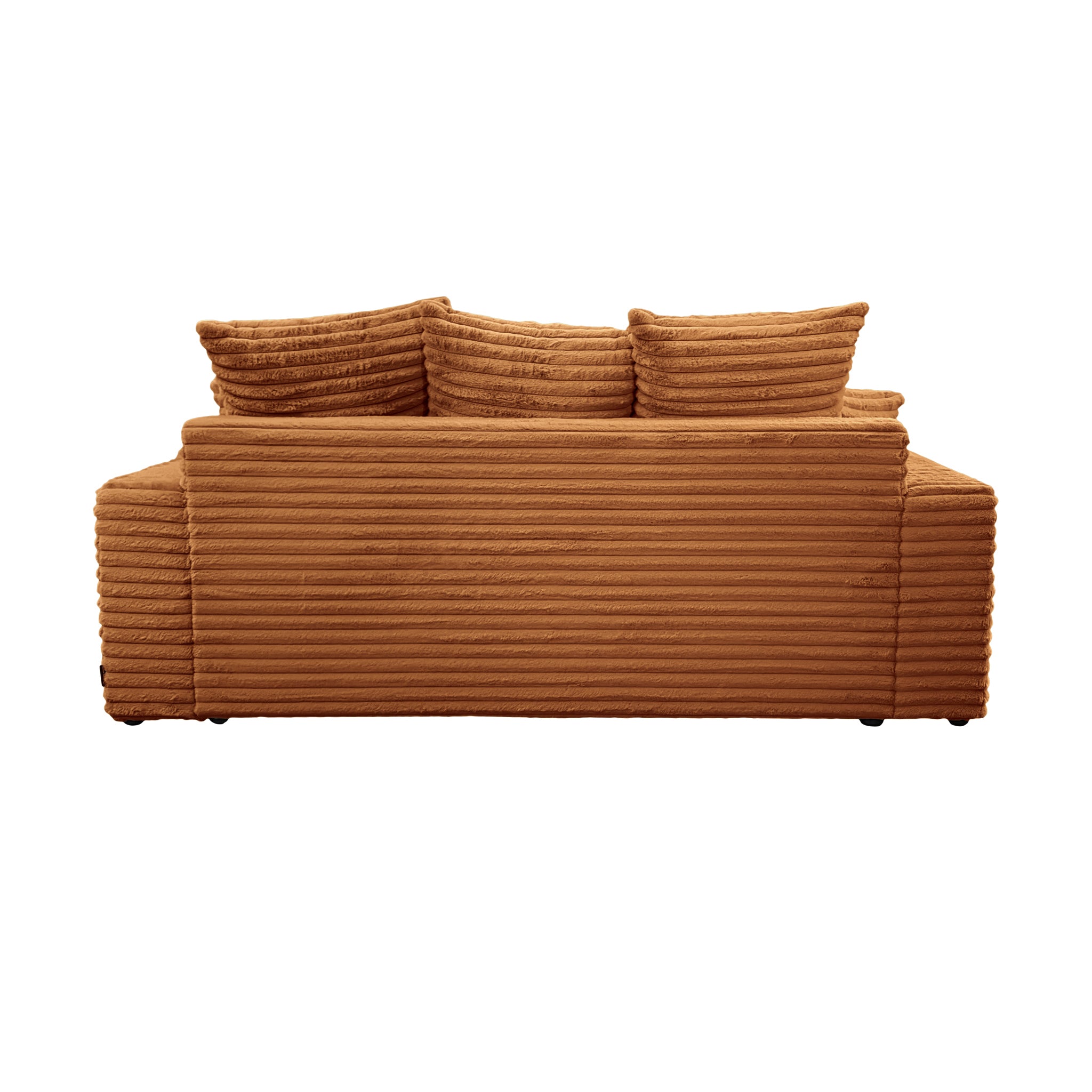 Canapé droit Poissonnière en tissu gros velours côtelé terracotta Paname Avenue, vue arrière sur fond blanc