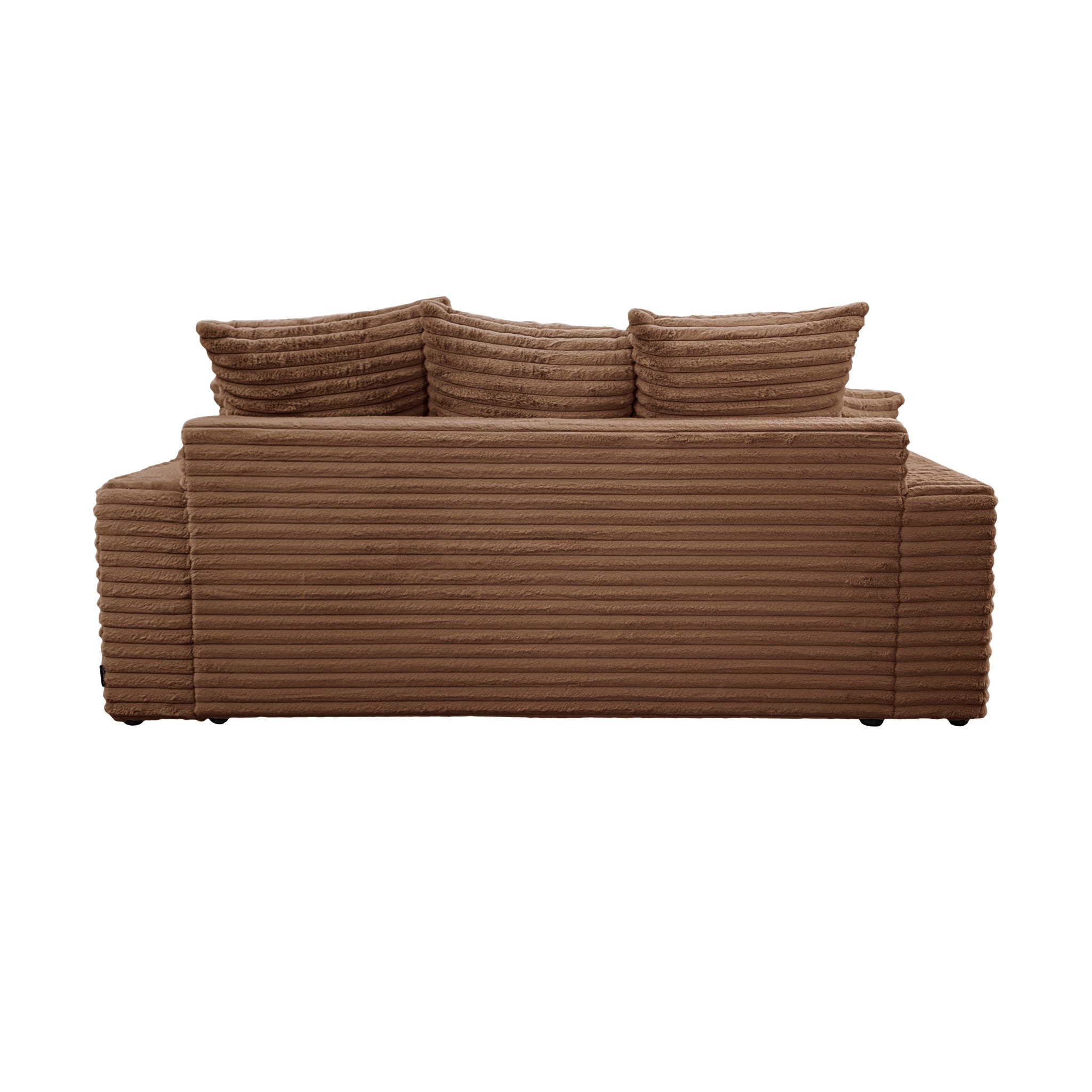 Canapé droit Poissonnière en tissu gros velours côtelé terracotta Paname Avenue, vue arrière sur fond blanc