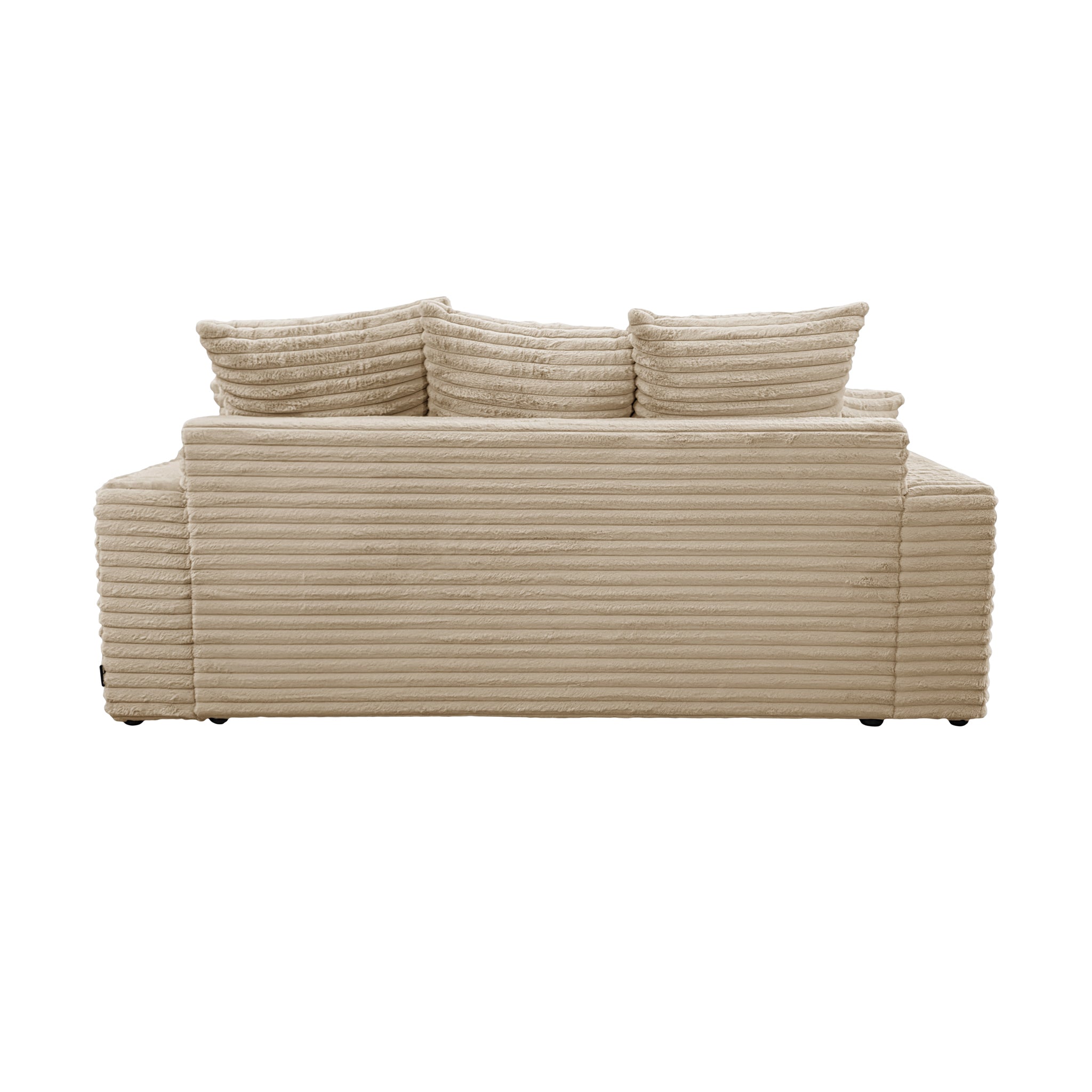 Canapé droit Poissonnière en tissu gros velours côtelé beige Paname Avenue, vue arrière sur fond blanc