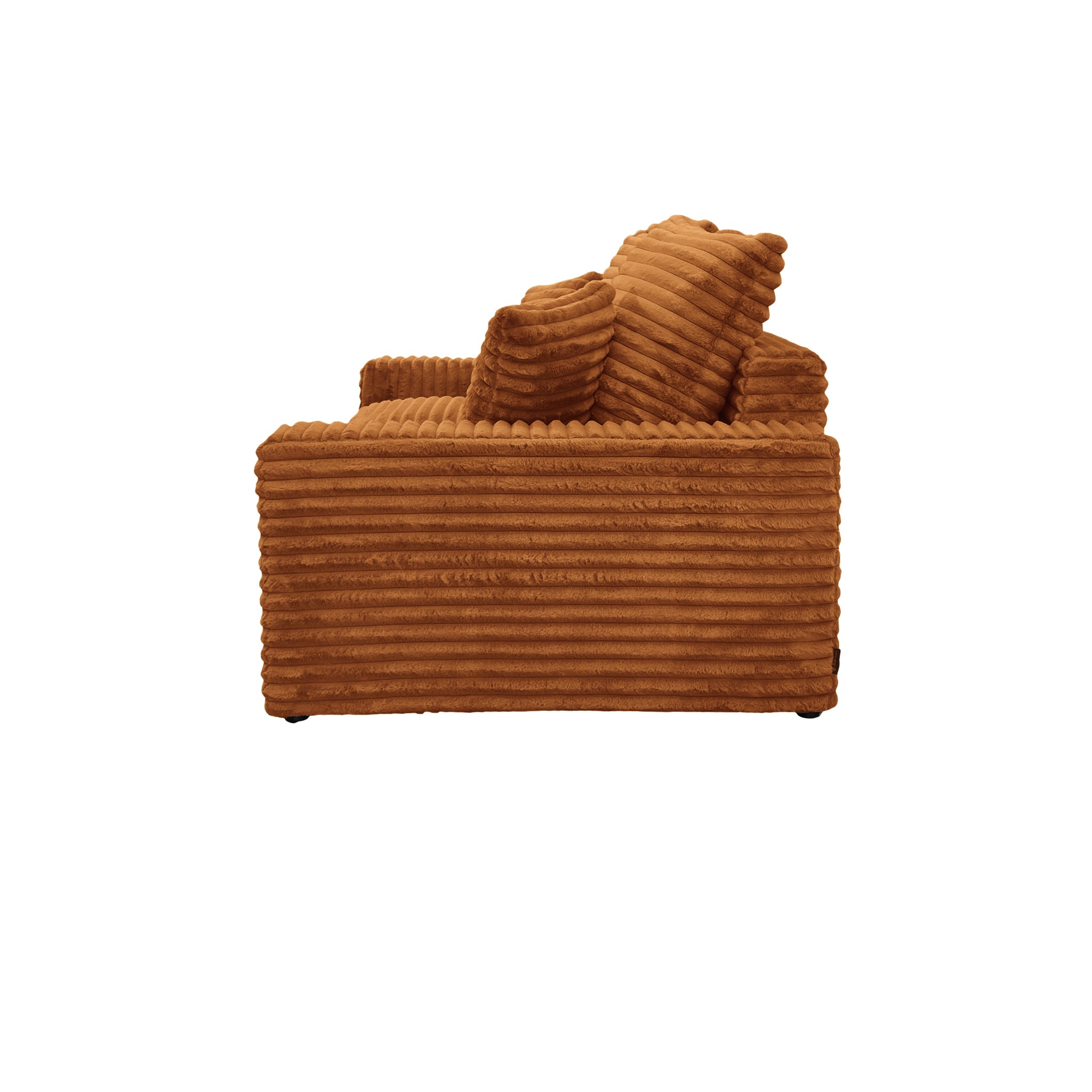 Canapé droit Poissonnière en tissu gros velours côtelé terracotta Paname Avenue, vue de profil sur fond blanc