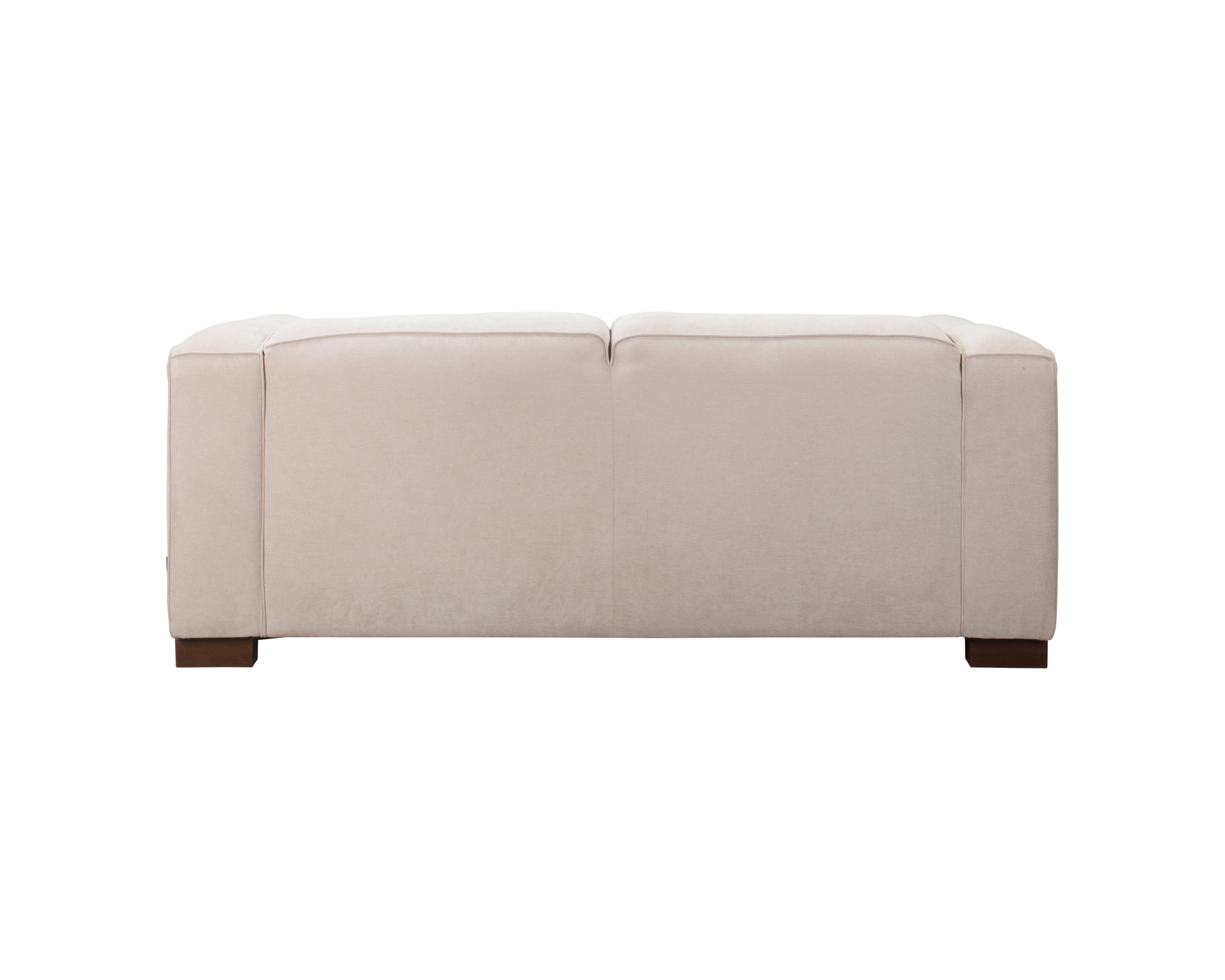Canapé droit Poulbot en tissu chenille beige Paname Avenue, vue arrière sur fond blanc