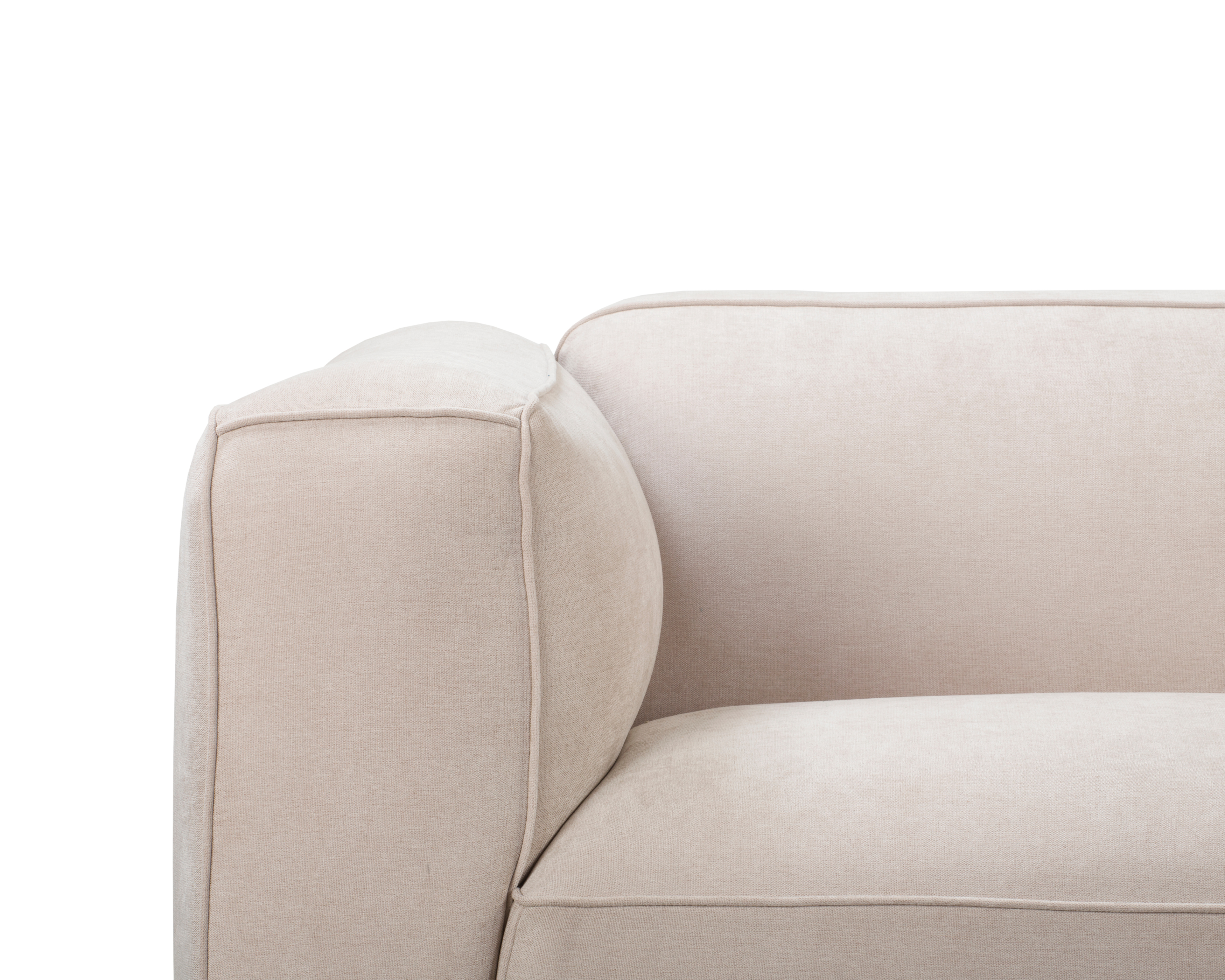 Canapé droit Poulbot en tissu chenille beige Paname Avenue, zoom sur le dossier 