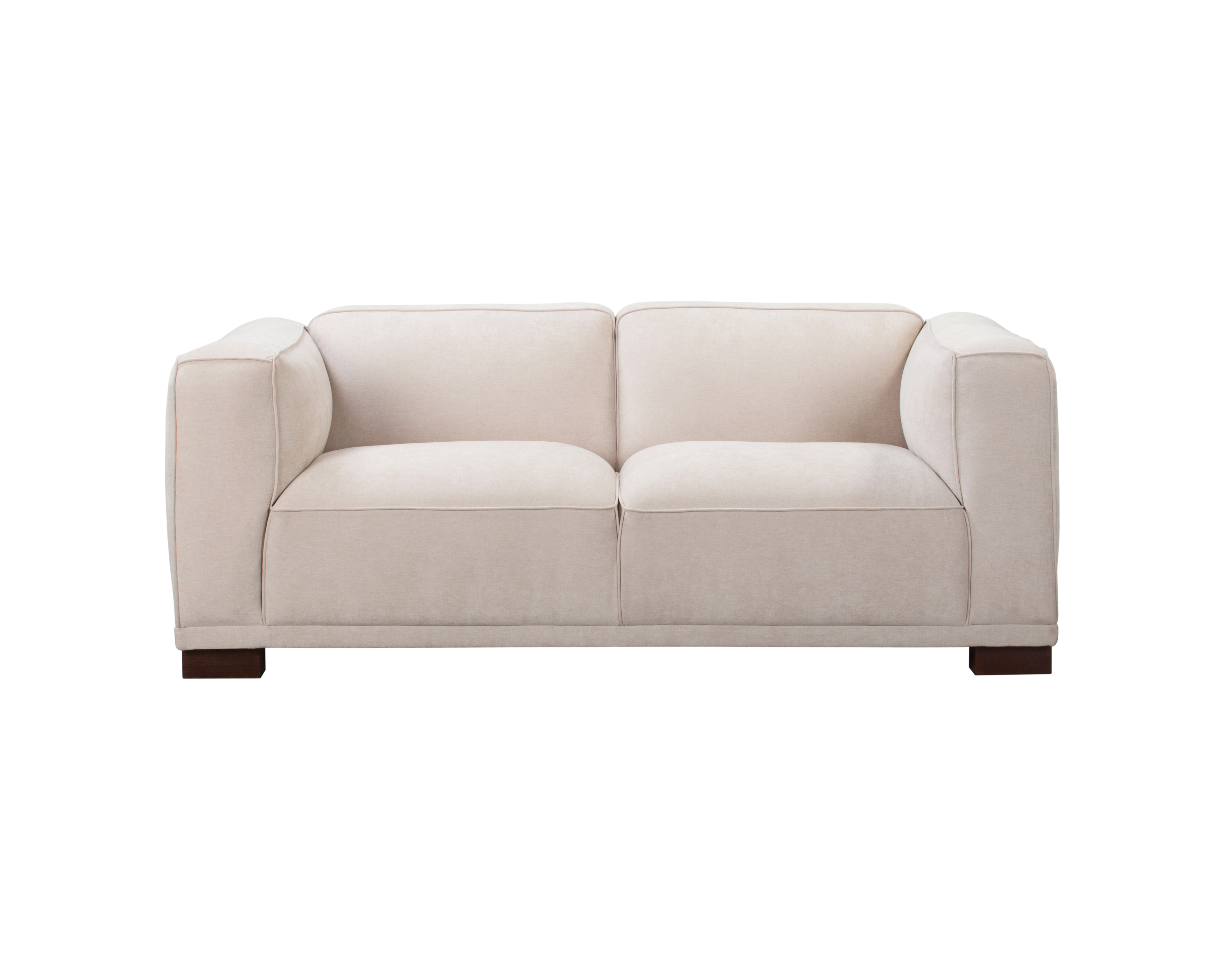 Canapé droit Poulbot en tissu chenille beige Paname Avenue, vue de face sur fond blanc