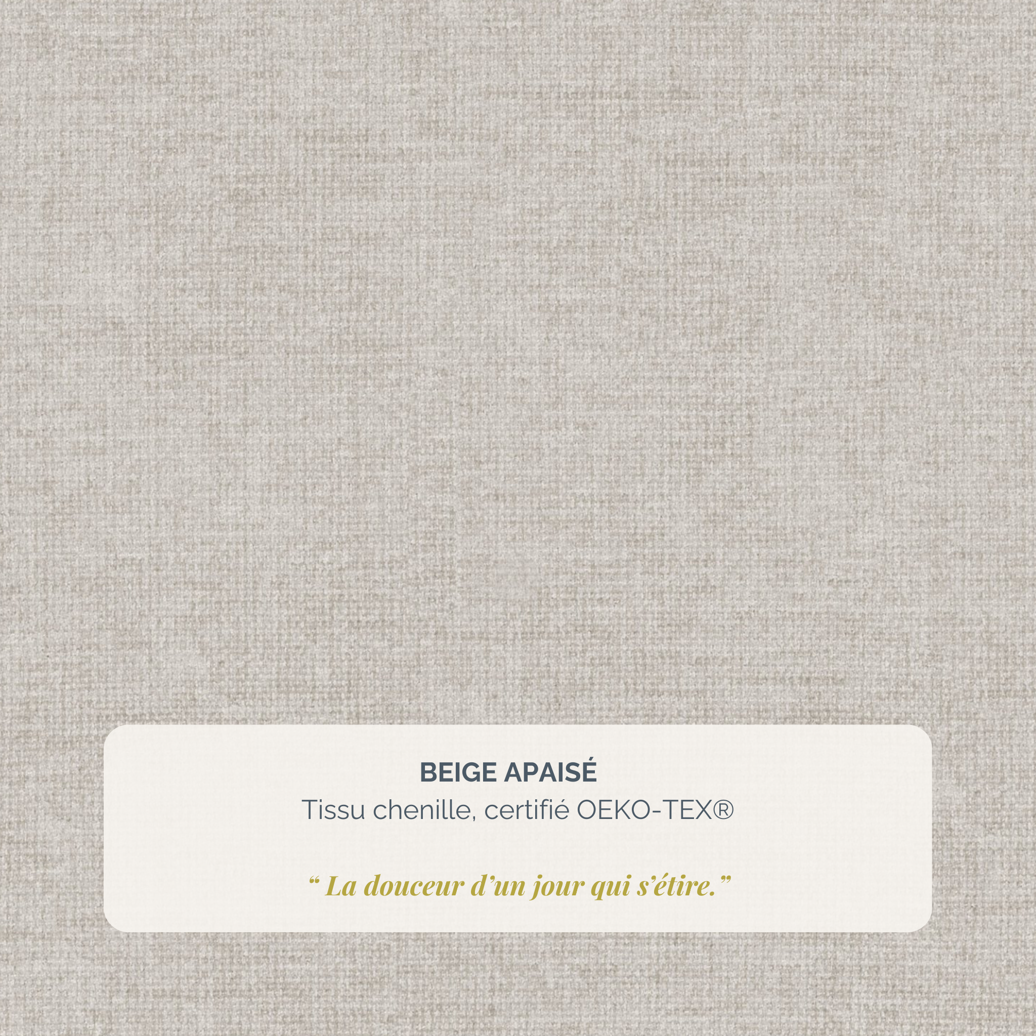 Canapé droit Poulbot en tissu chenille beige Paname Avenue, détail de la texture du revêtement
