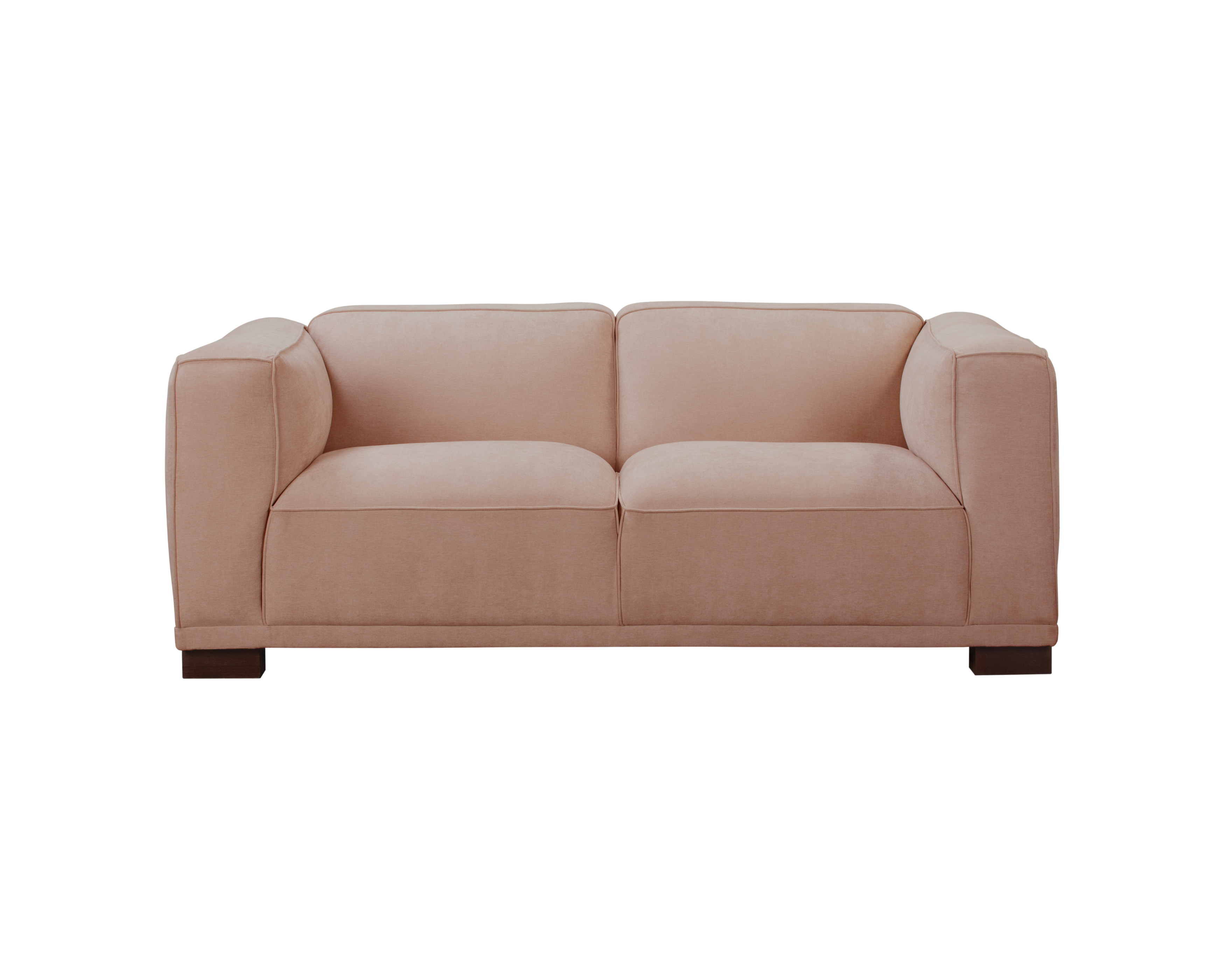 Canapé droit Poulbot en tissu chenille taupe Paname Avenue, vue de face sur fond blanc