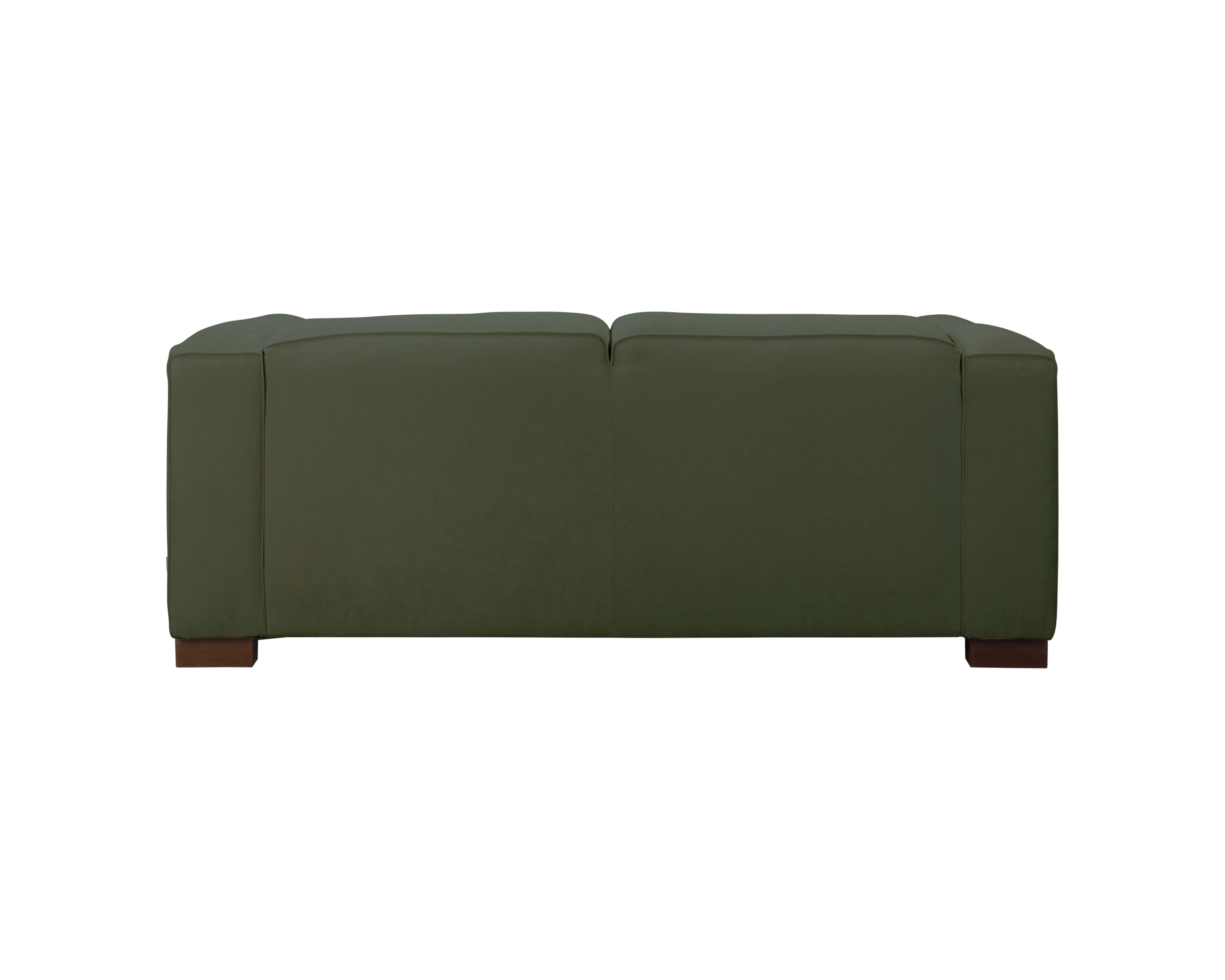 Canapé droit Poulbot en tissu chenille vert Paname Avenue, vue arrière sur fond blanc