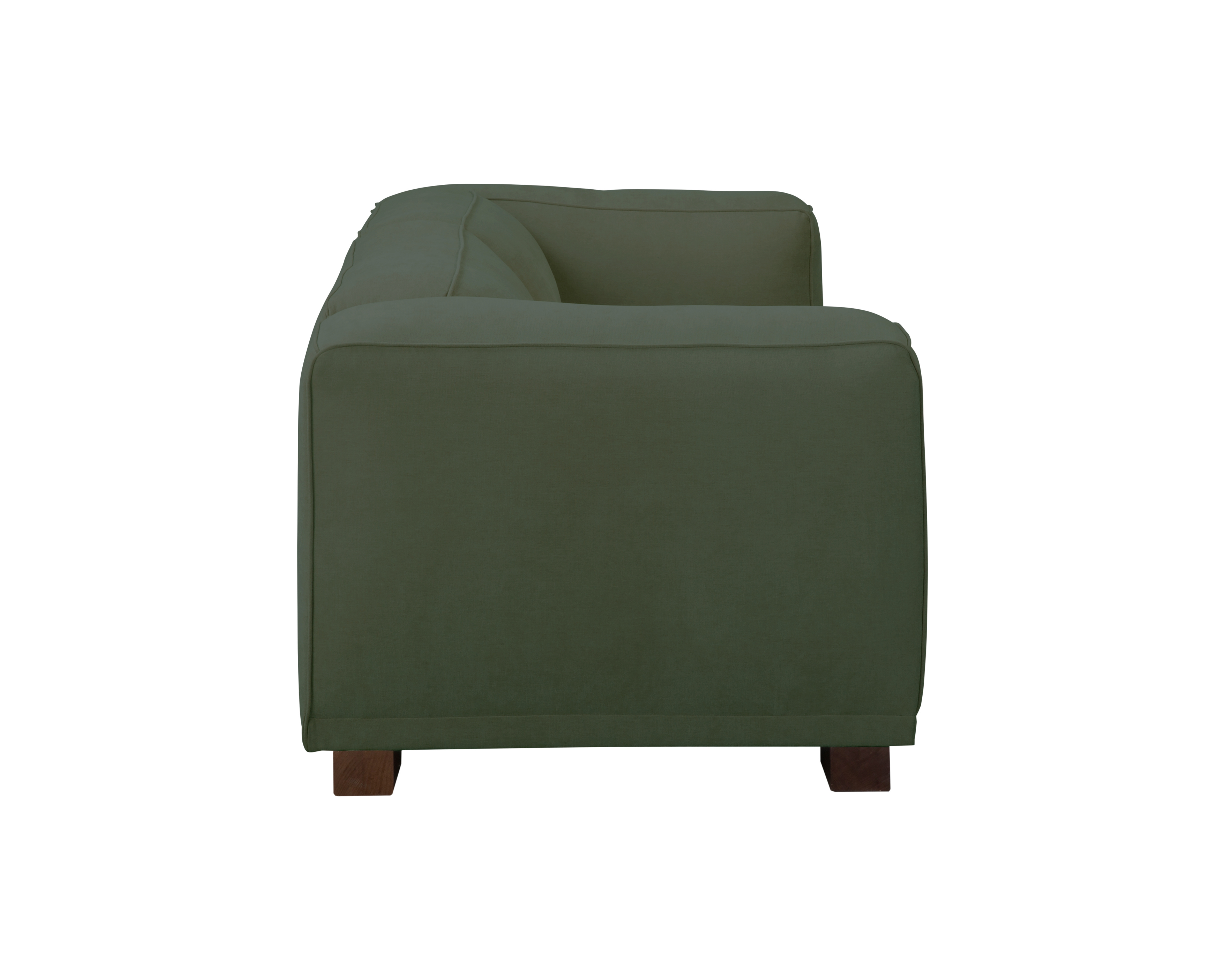 Canapé droit Poulbot en tissu chenille vert Paname Avenue, vue de profil sur fond blanc