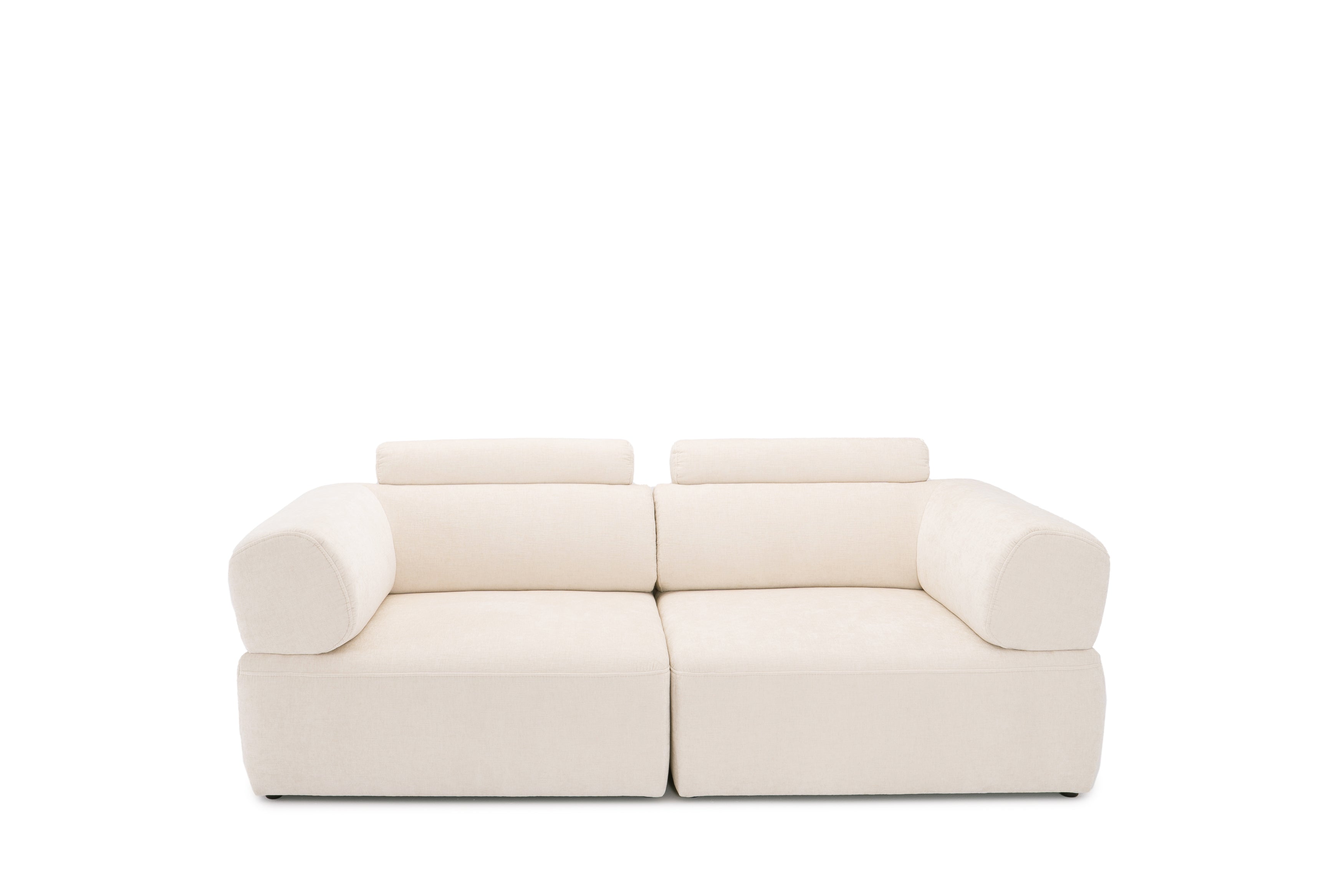 Canapé droit Réaumur en tissu chenille beige Paname Avenue, vue de face sur fond blanc