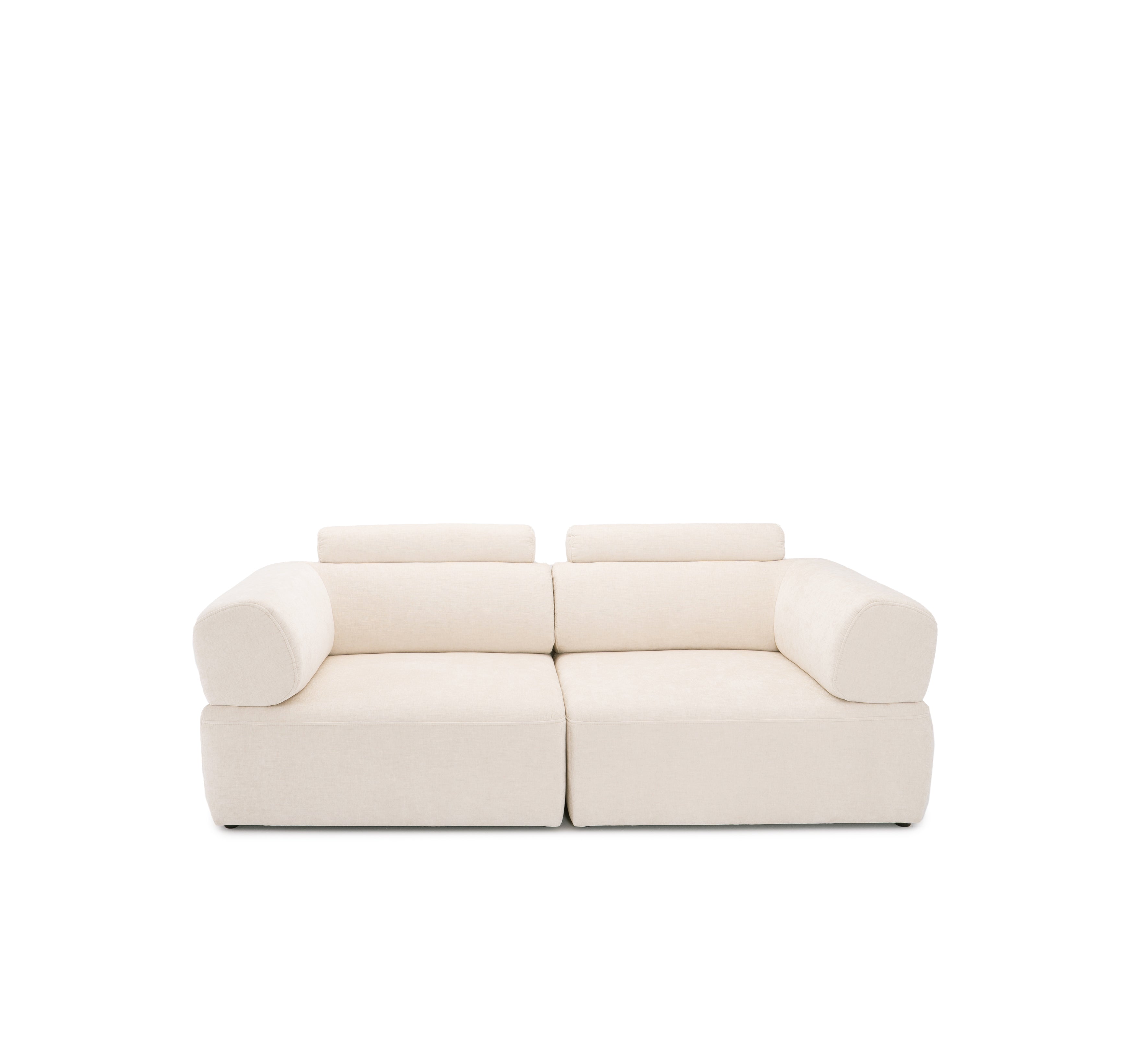 Canapé droit Réaumur en tissu chenille beige Paname Avenue, vue de face sur fond blanc