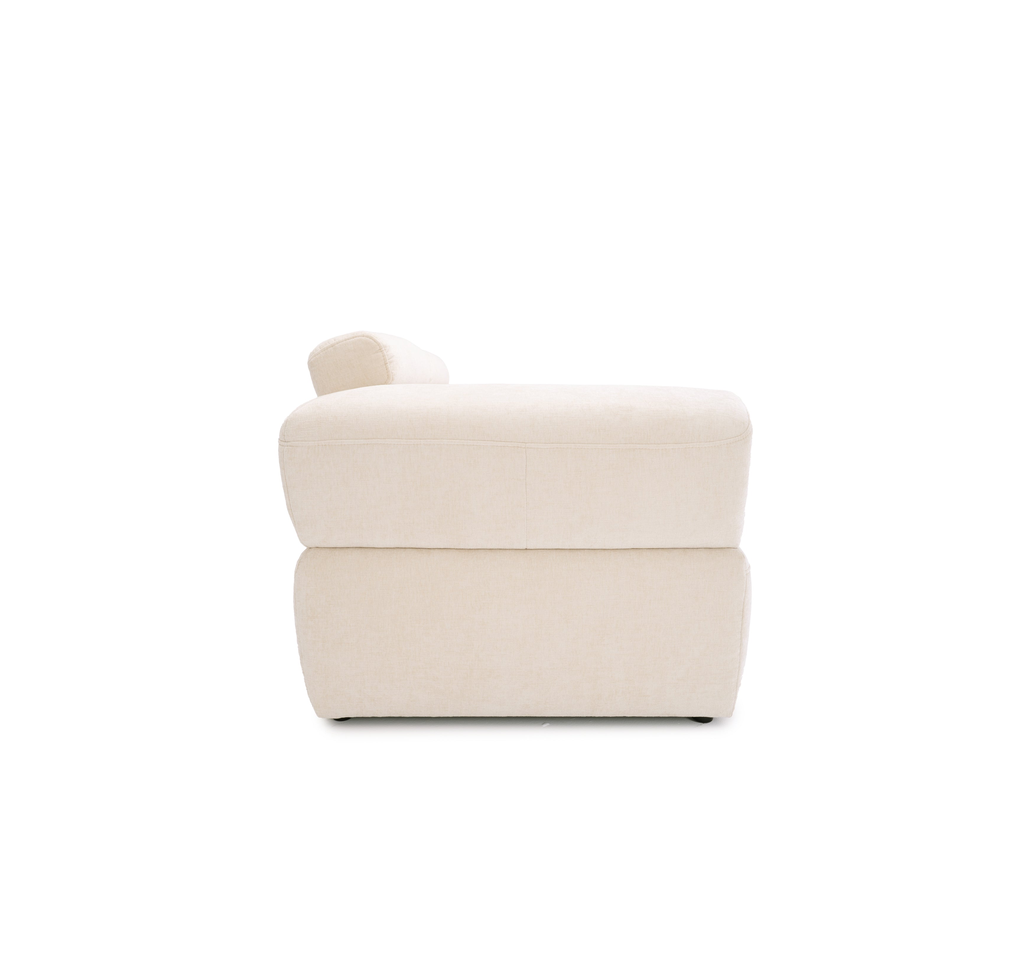 Canapé droit Réaumur en tissu chenille beige Paname Avenue, vue de profil sur fond blanc