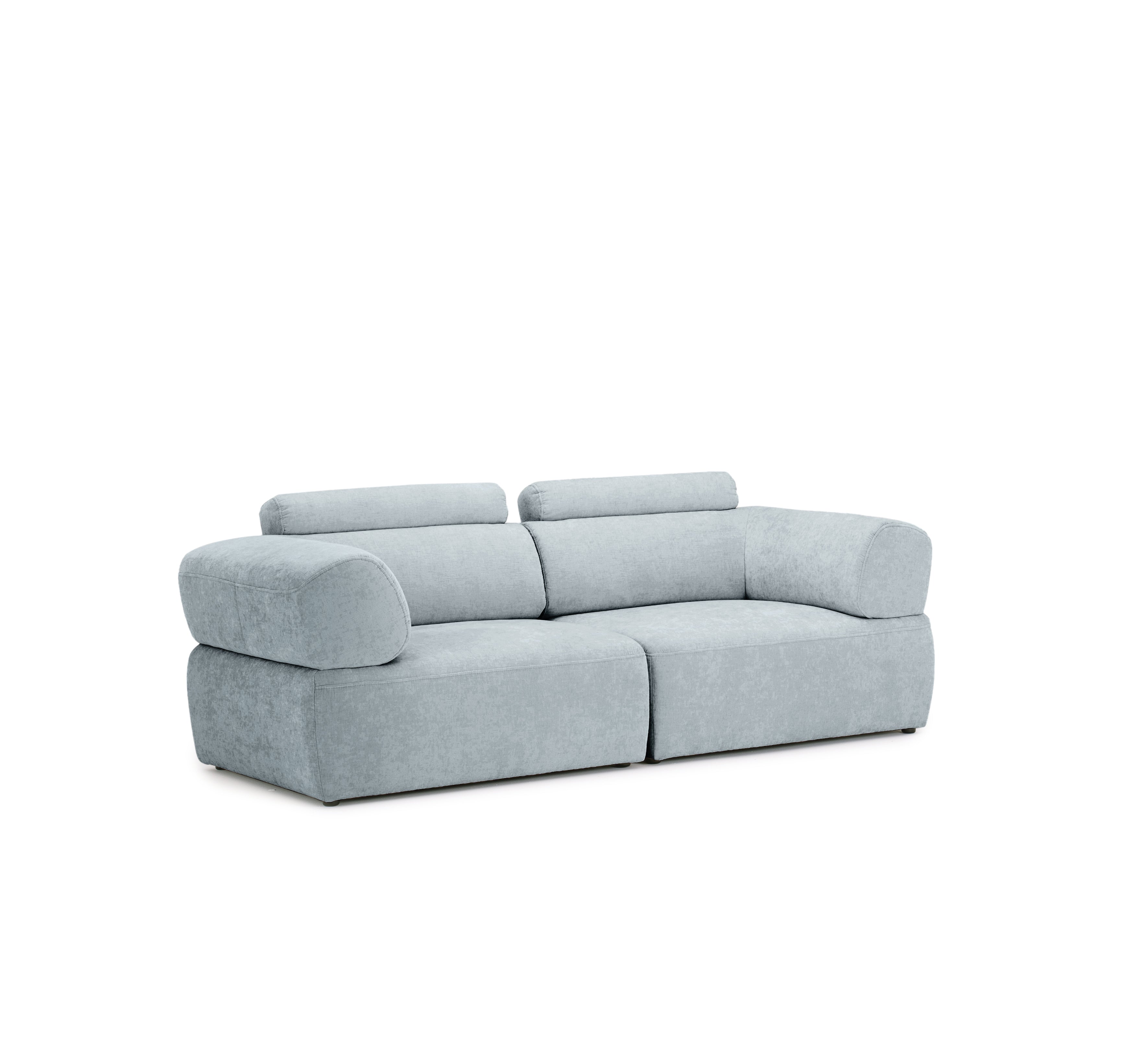Canapé droit Réaumur en tissu chenille gris Paname Avenue, vue trois-quarts sur fond blanc