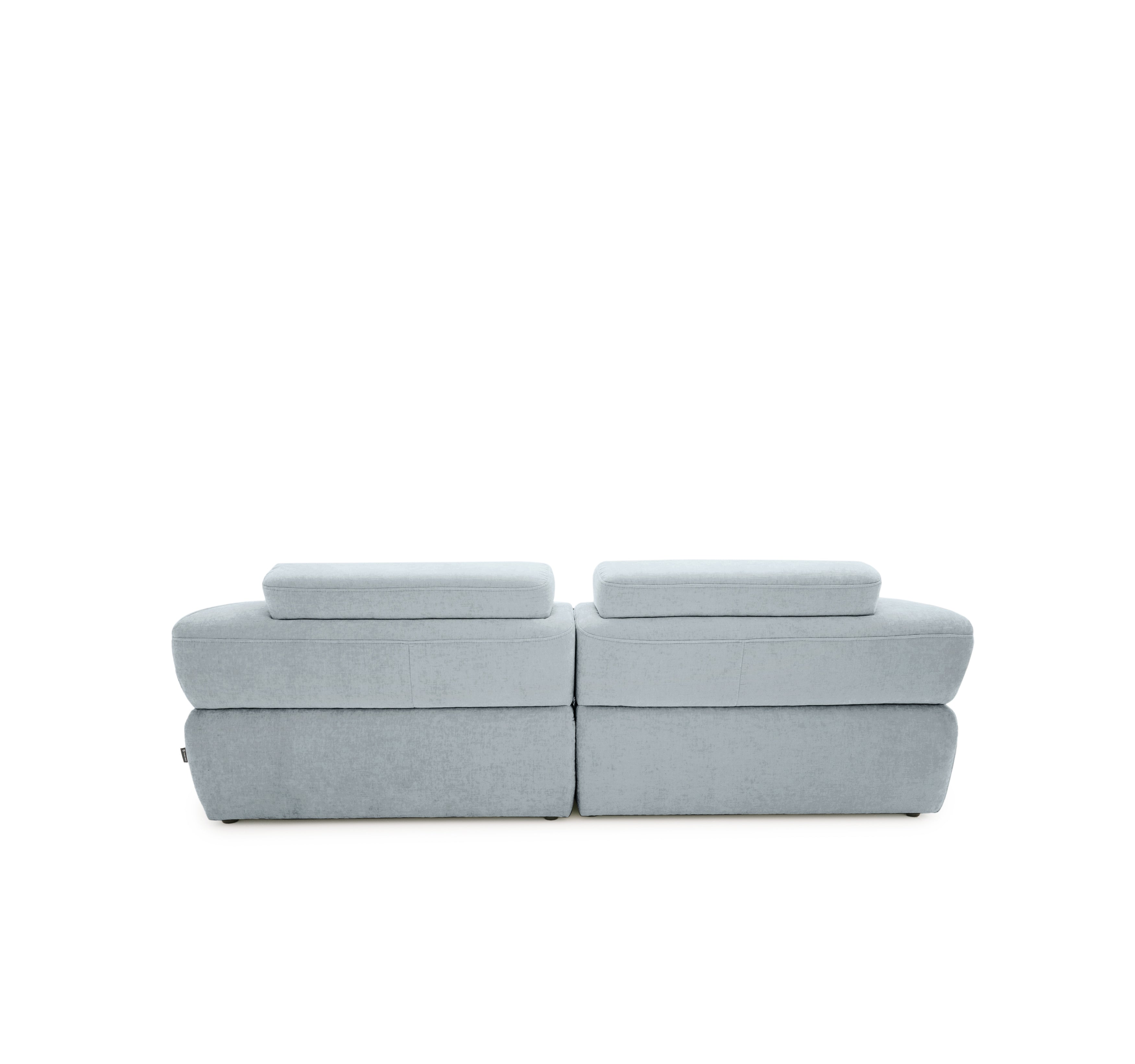 Canapé droit Réaumur en tissu chenille gris Paname Avenue, vue arrière sur fond blanc