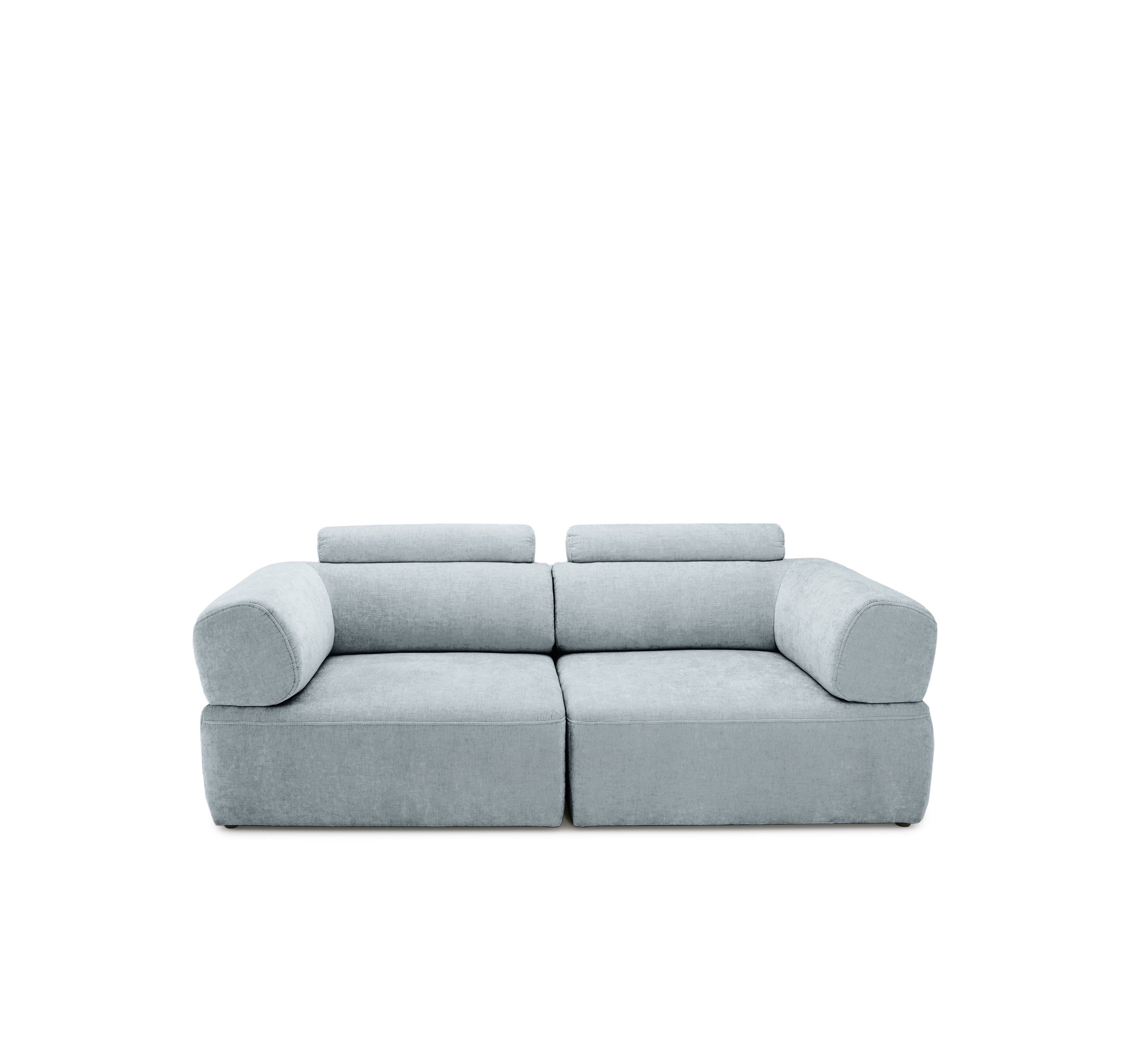 Canapé droit Réaumur en tissu chenille gris Paname Avenue, vue de face sur fond blanc