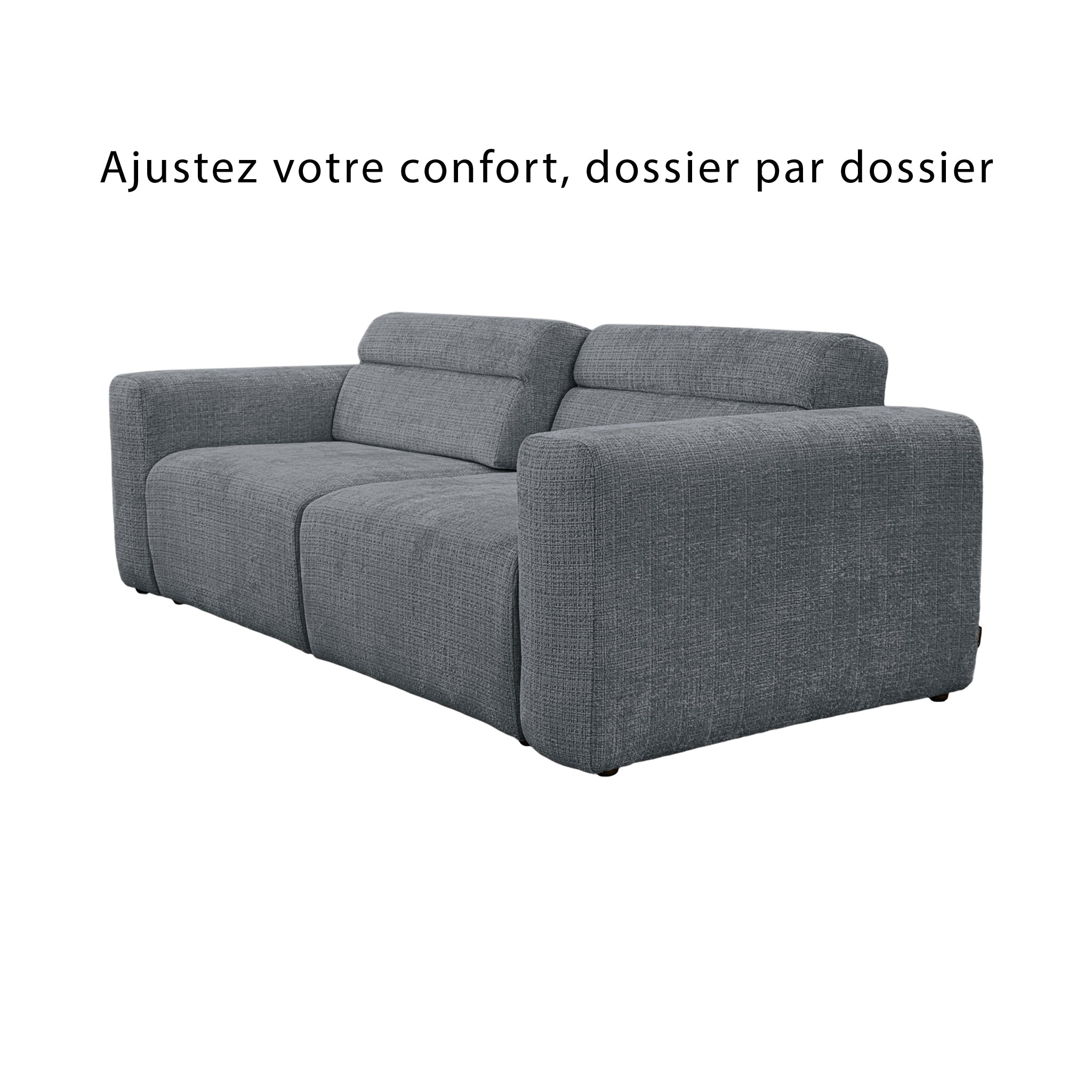 Canapé droit Sommerard en tissu chenille anthracite Paname Avenue, vue sur les dossiers ajustables
