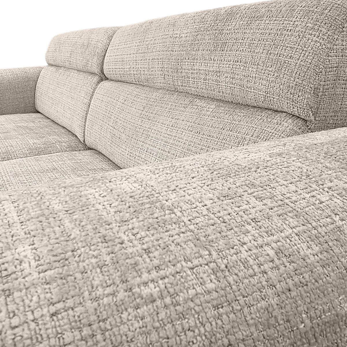 Canapé droit Sommerard en tissu chenille beige Paname Avenue, zoom sur le revêtement