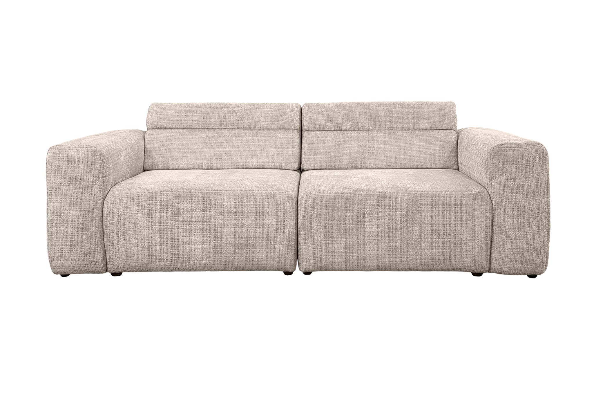 Canapé droit Sommerard en tissu chenille beige Paname Avenue, vue de face sur fond blanc