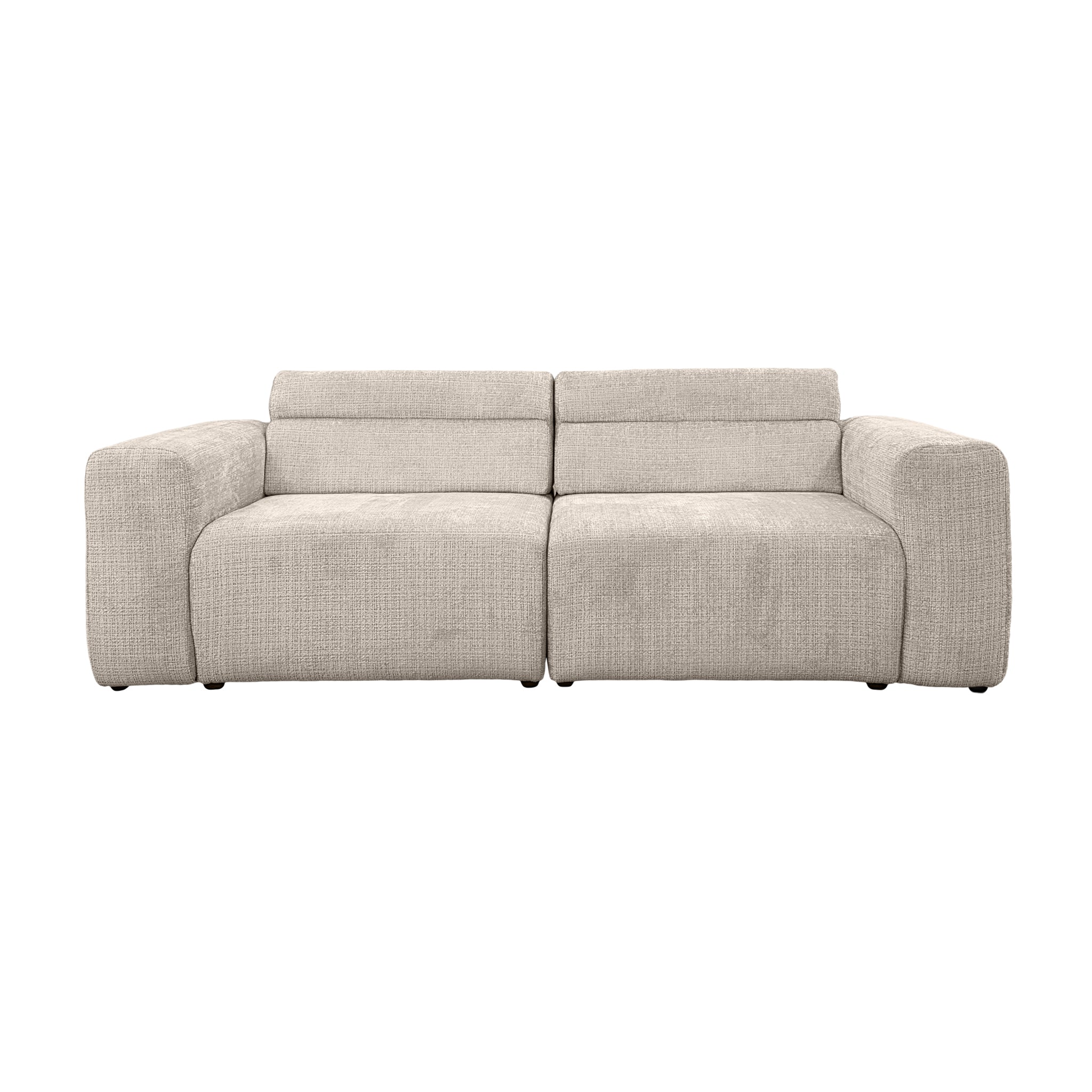 Canapé droit Sommerard en tissu chenille beige Paname Avenue, vue de face sur fond blanc
