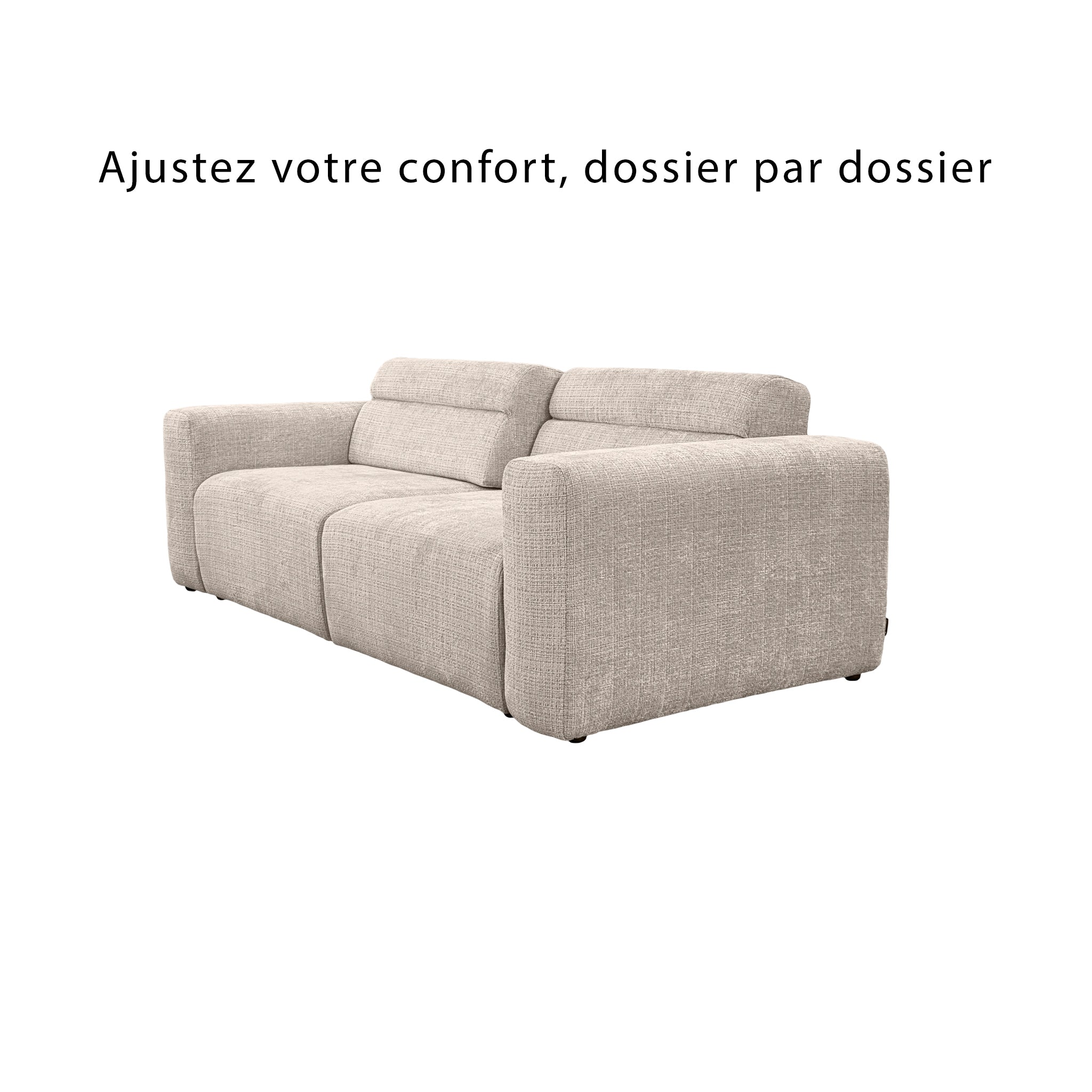 Canapé droit Sommerard en tissu chenille beige Paname Avenue, vue sur les dossiers ajustables